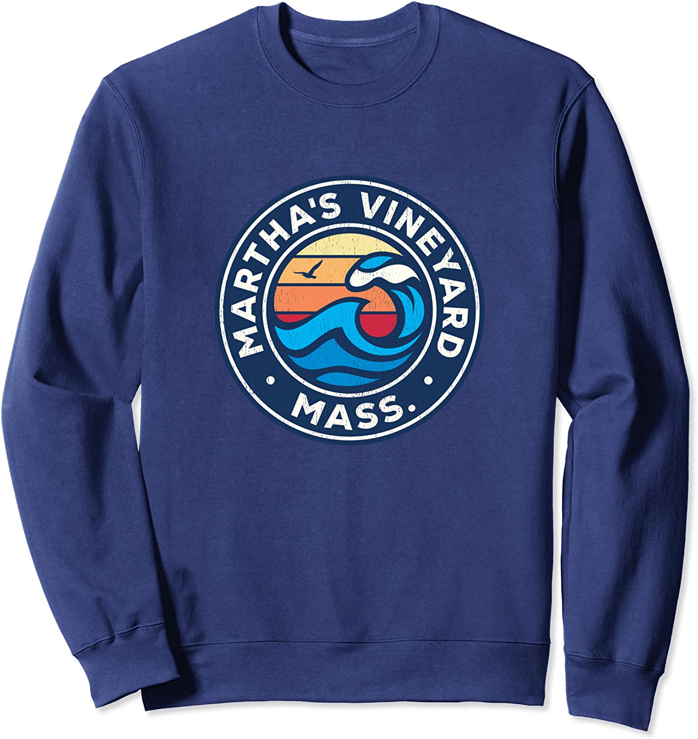 Marthas Vineyard Massachusetts MA Vintage Nautical Waves De Sweatshirt