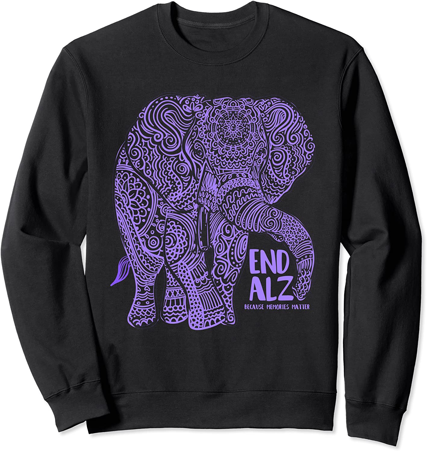 Purple Elephant Alzheimer Awareness Apparel gifts END ALZ Sweatshirt