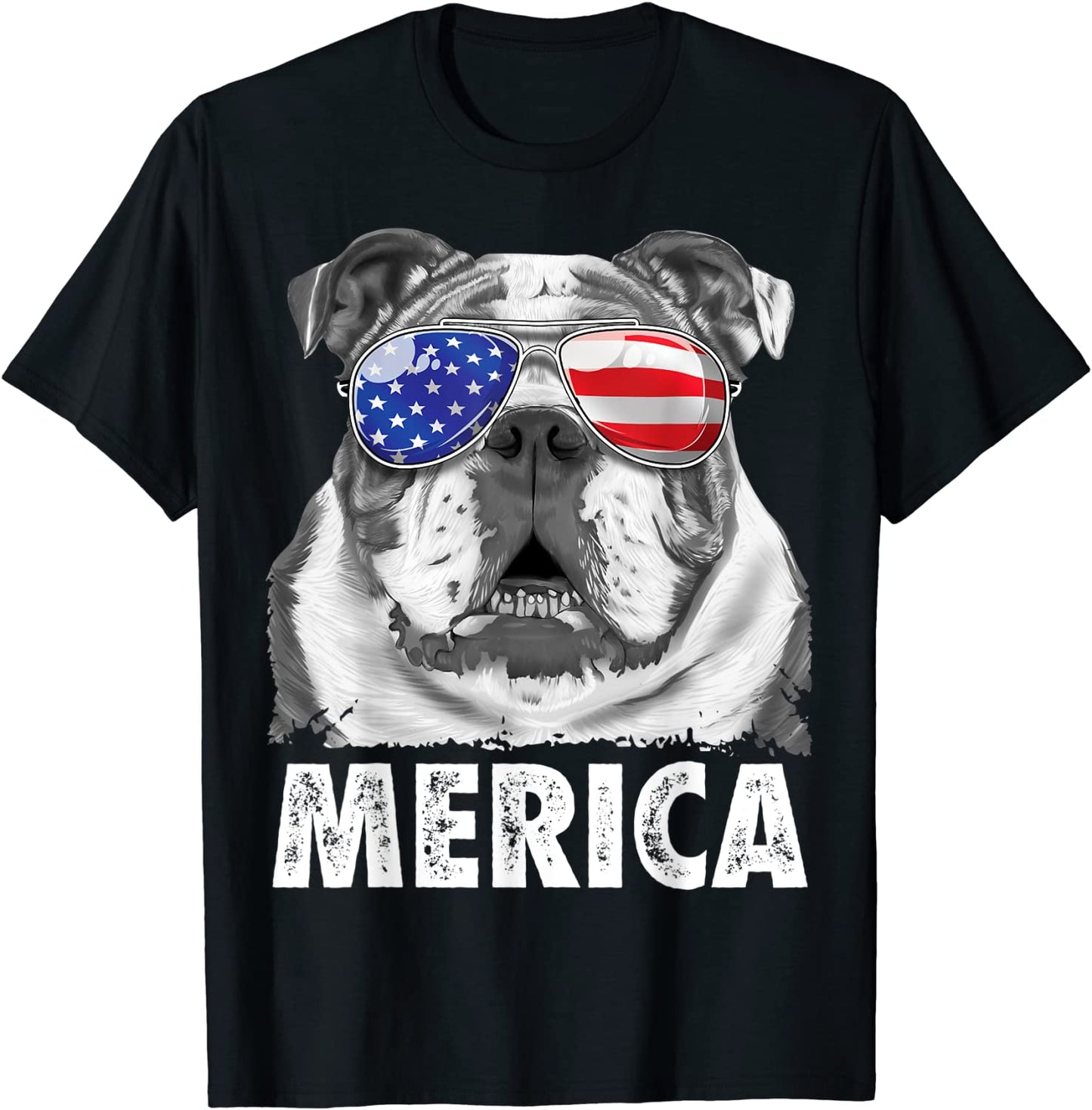English Bulldog 4th of July Shirts Merica Men Women USA Flag T-Shirt