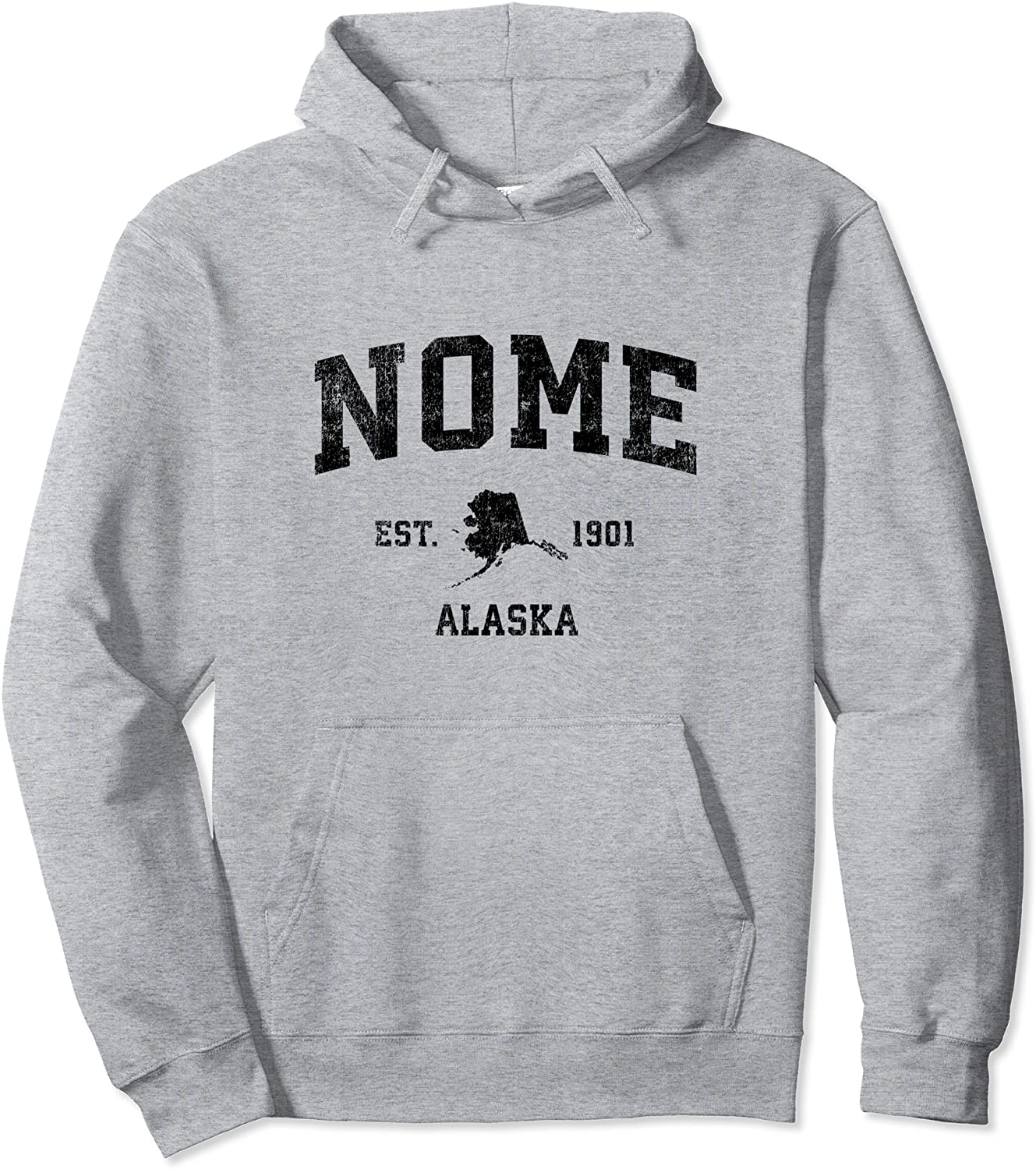 Nome Alaska AK Vintage Sports Design Black Print Pullover Hoodie