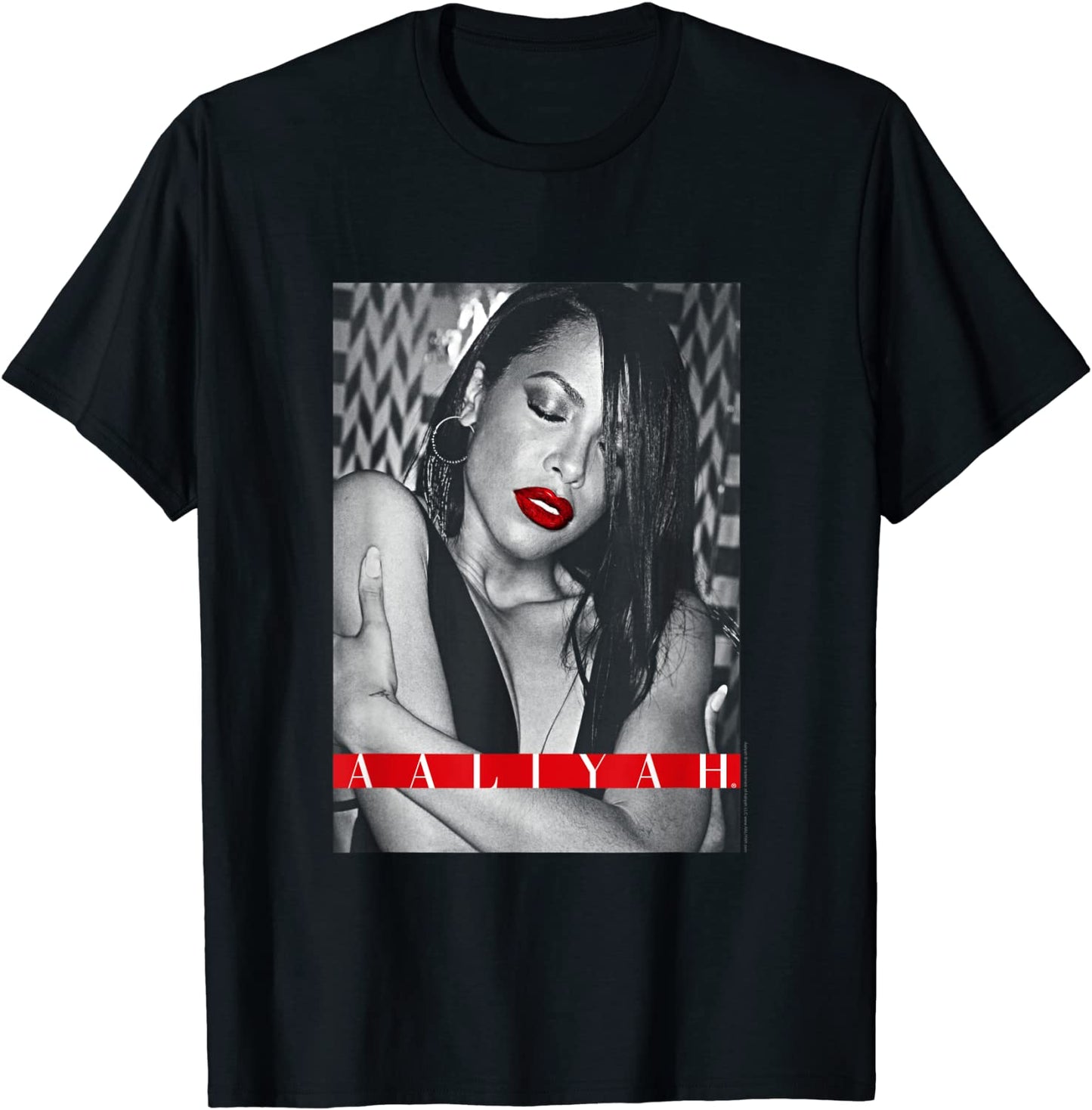 Aaliyah Red Lips with Red Type Block T-Shirt