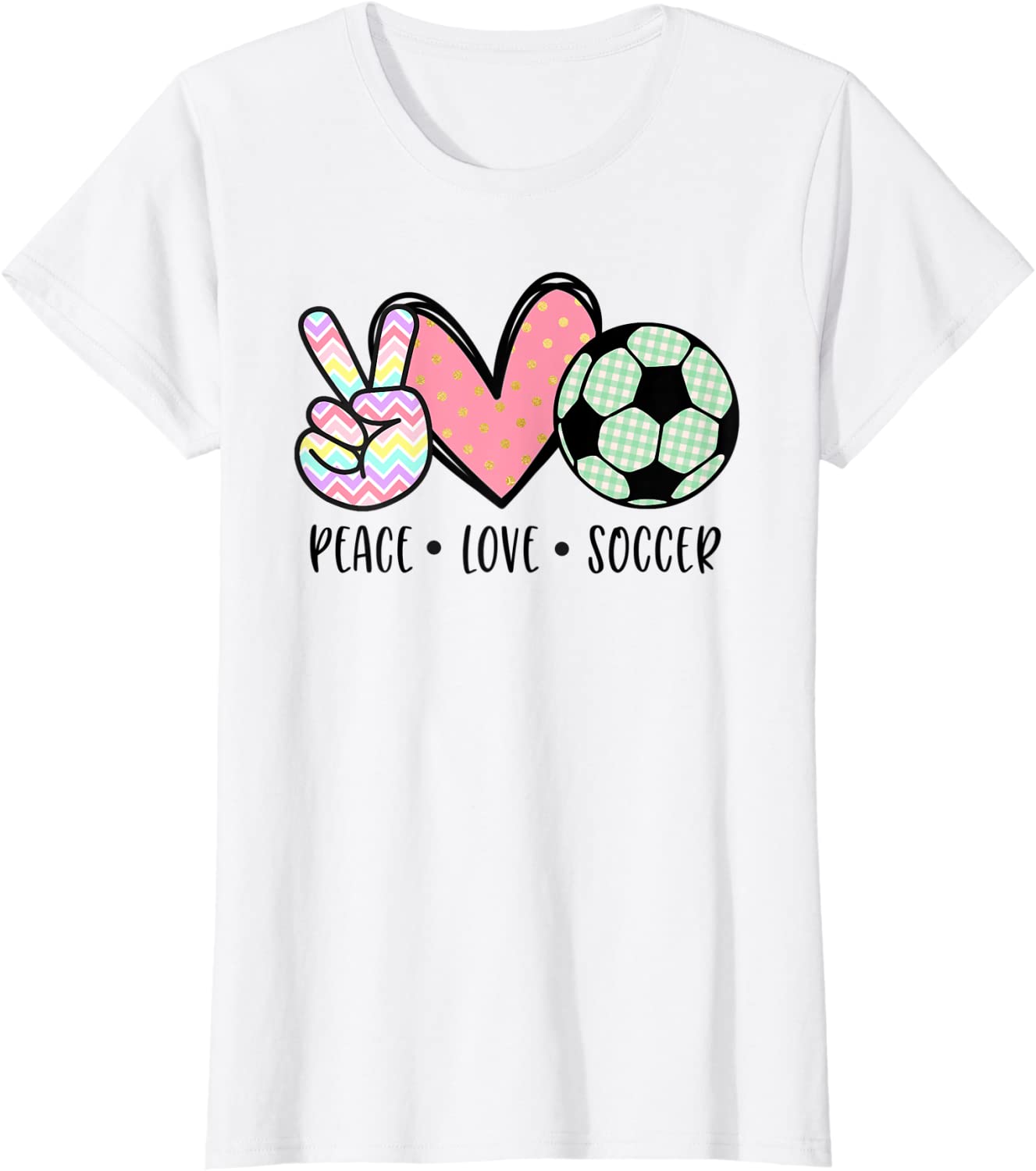 Peace Love Soccer Cute Design for Women Teen Girls Toddler T-Shirt