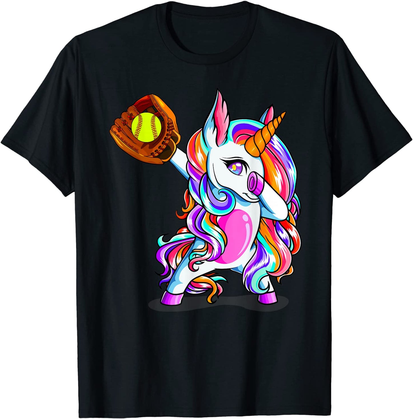 Dabbing Unicorn Sport Funny Softball Lover Woman Girl Gifts T-Shirt