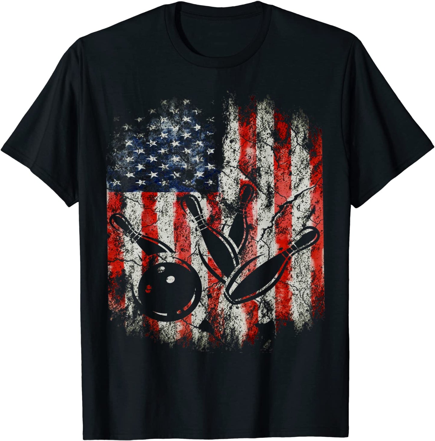 Bowling American USA Flag Tee T-Shirt