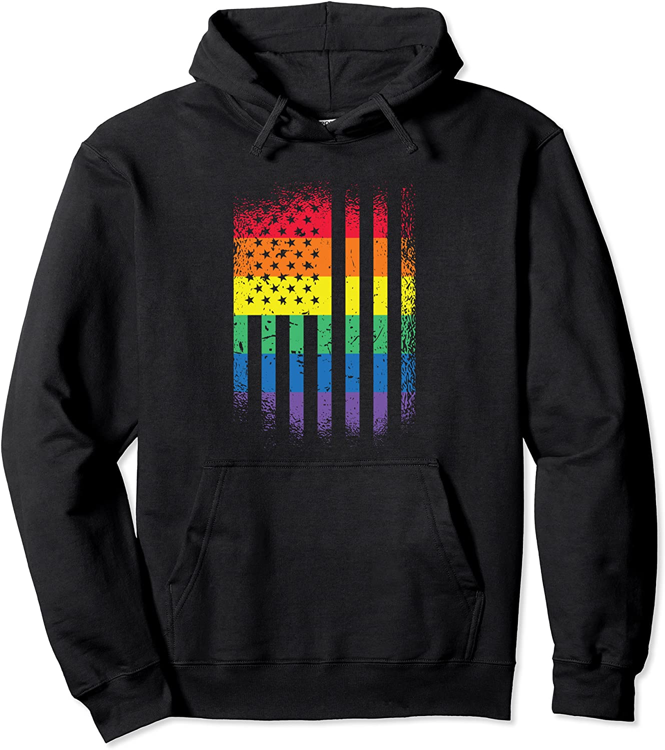American Pride Flag Bisexual Gay Lesbian Trans Queer LGBTQ Pullover Hoodie