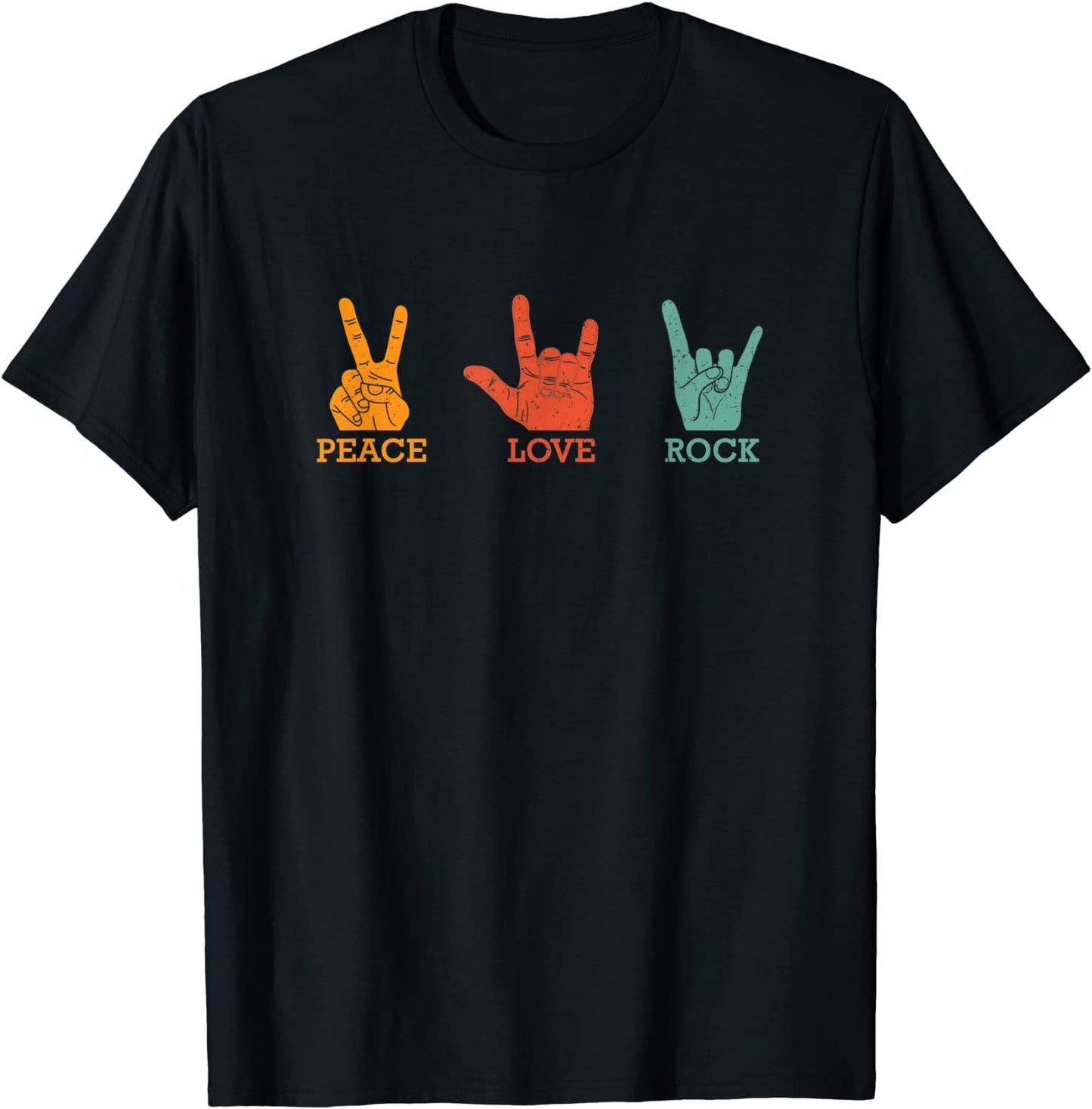 Classic Peace Love Rock Vintage Tee Concert Band Rock Music T-Shirt