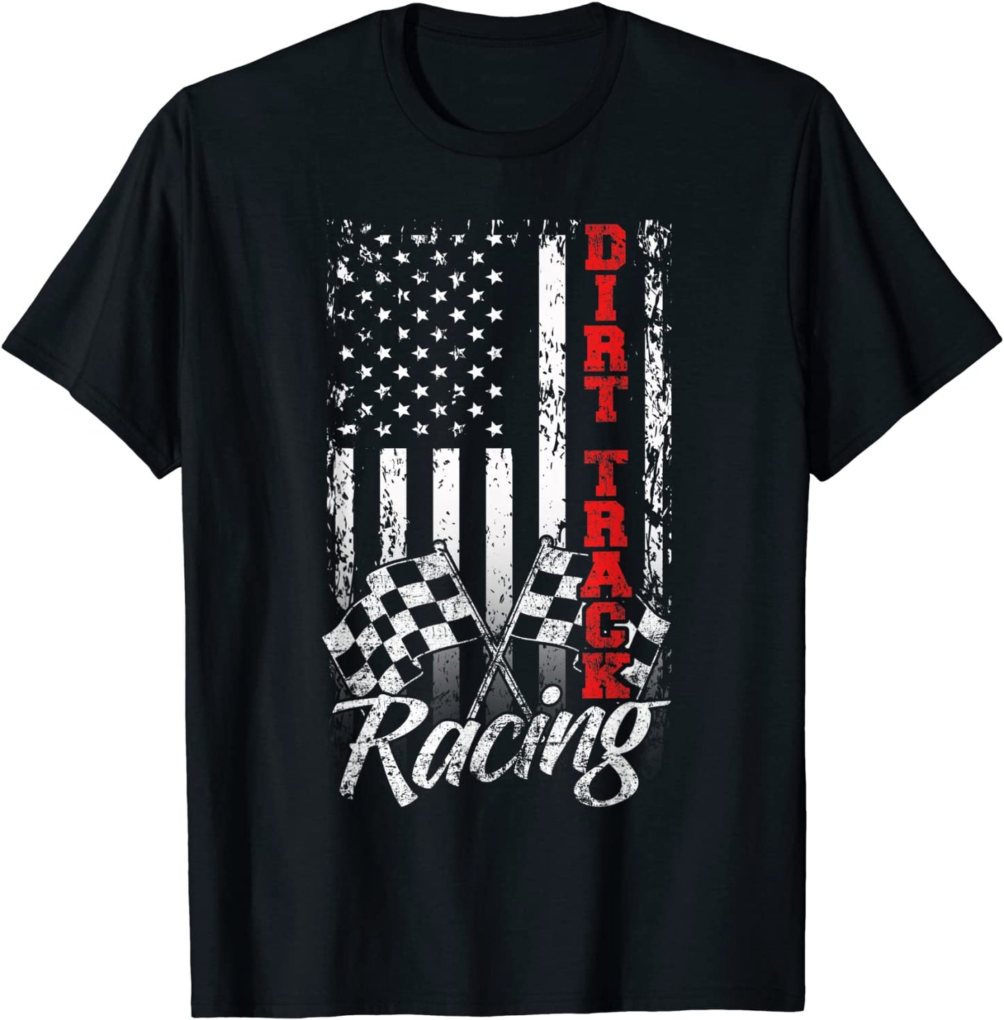 American Flag Dirt Track Racing Car Bike Driver Racer Gift T-Shirt