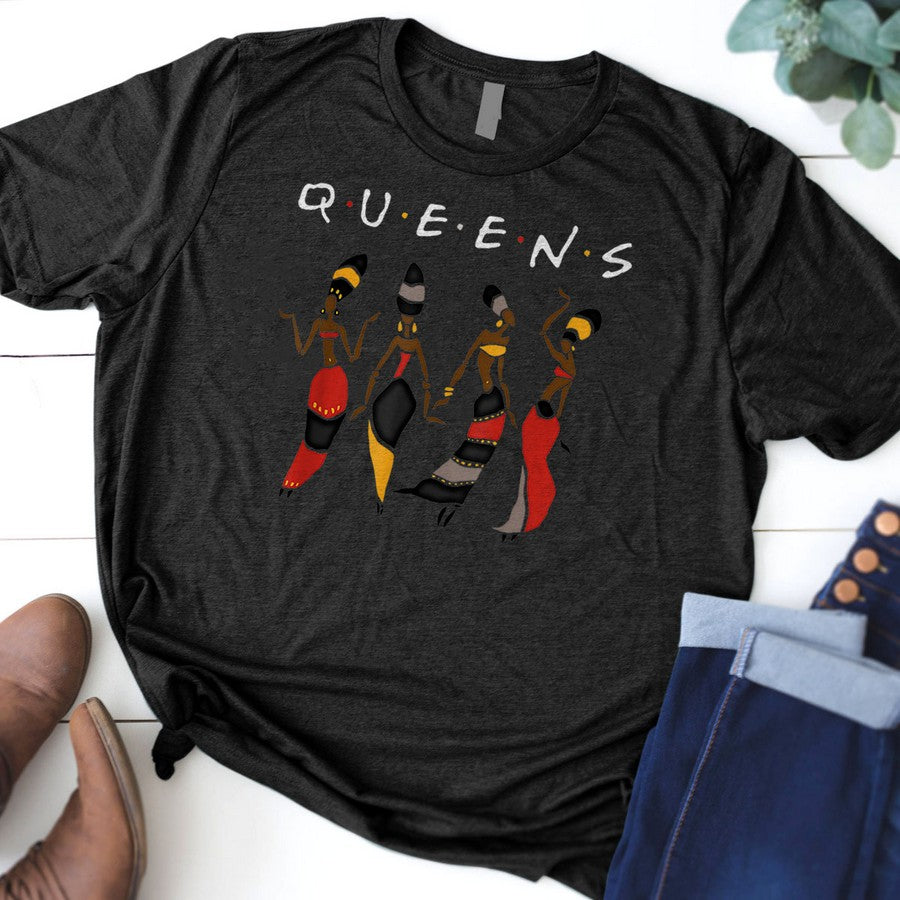 Queens Melanin African American Black Women T-Shirt