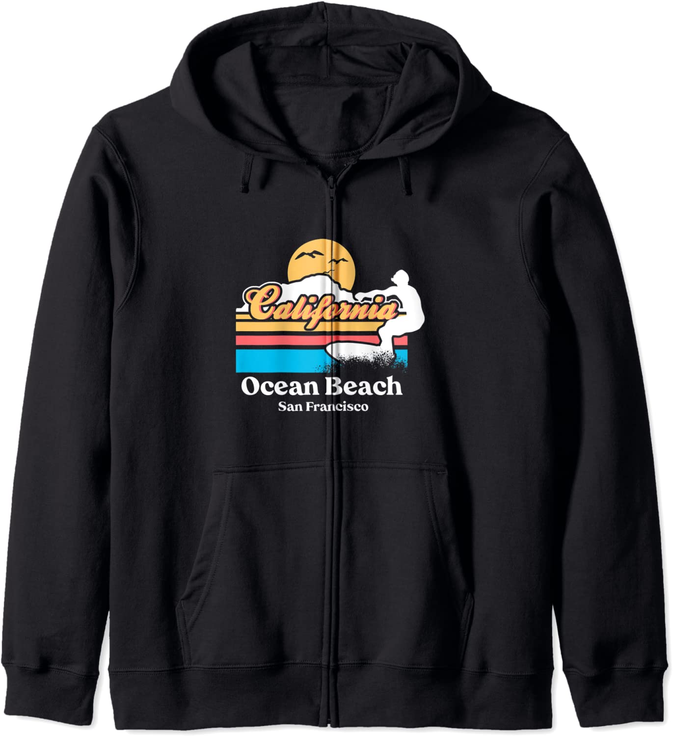 Ocean Beach San Francisco Sunset Vintage Surfer Souvenir Hoodie