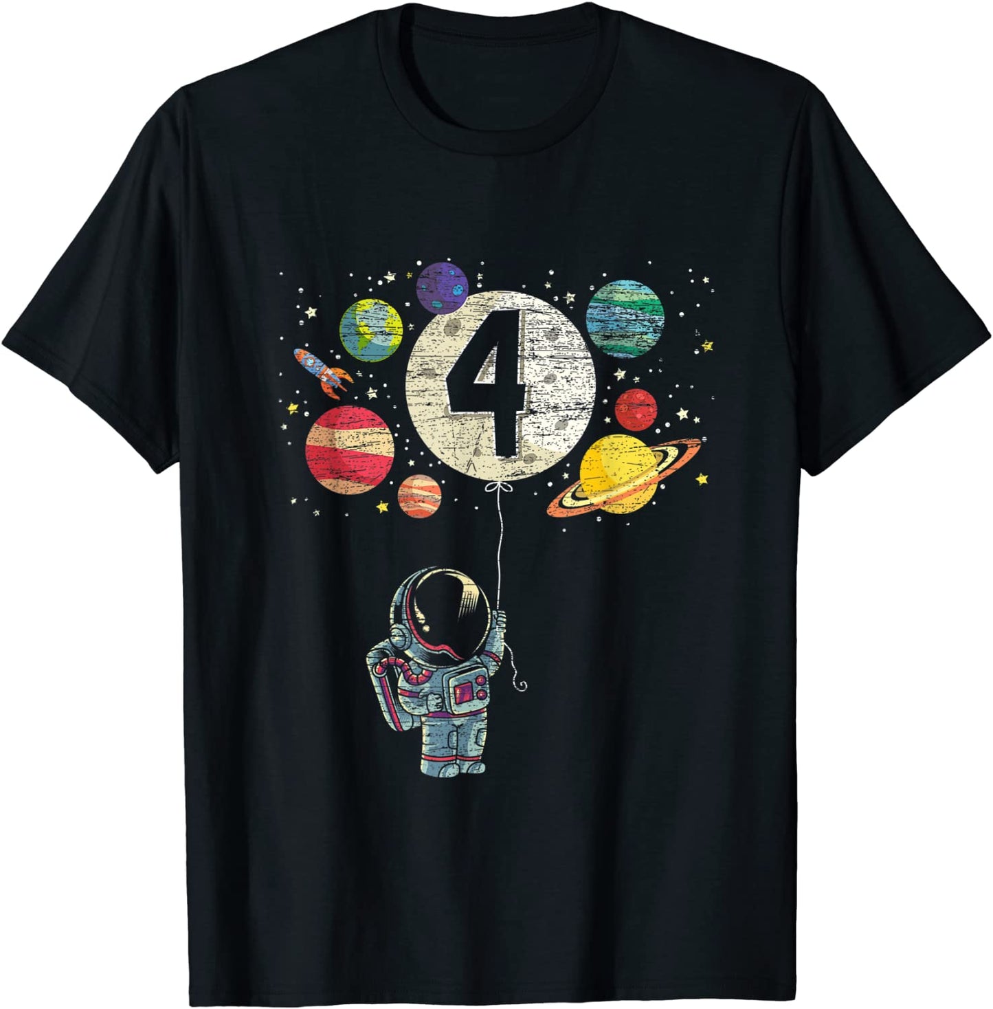 4 Years Old Birthday Boy Gifts Astronaut 4th Birthday T-Shirt