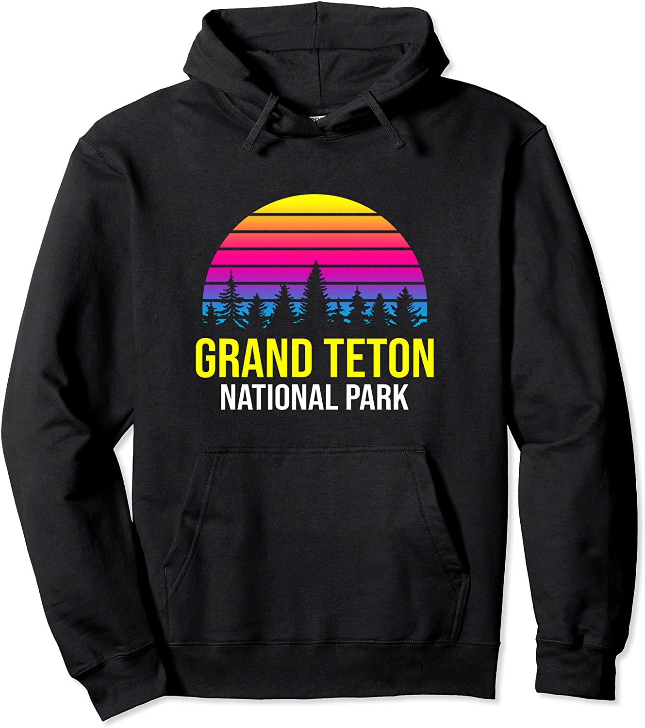 Grand Teton National Park Retro Sunset Family Vacation Pullover Hoodie