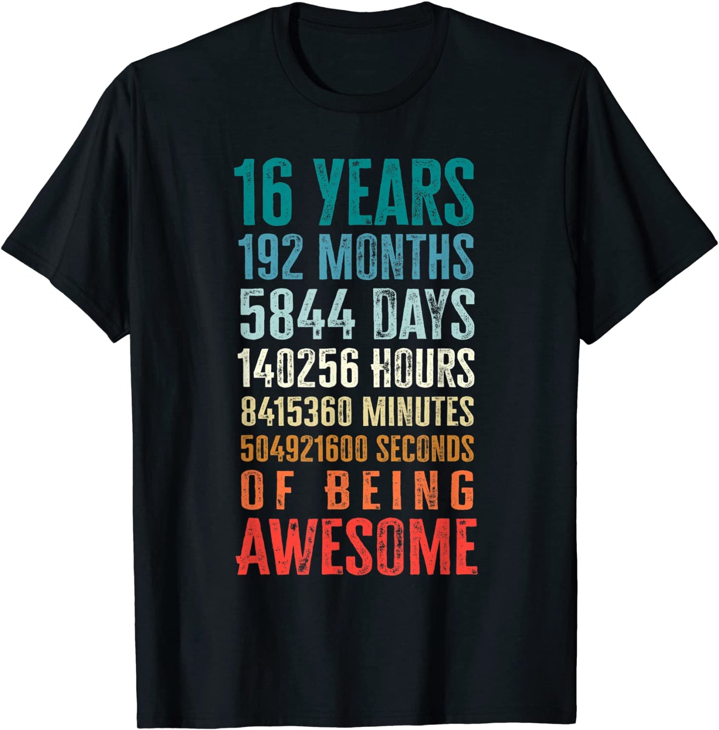 16 Years 192 Months Of Being Awesome 16th Birthday Gifts T-Shirt