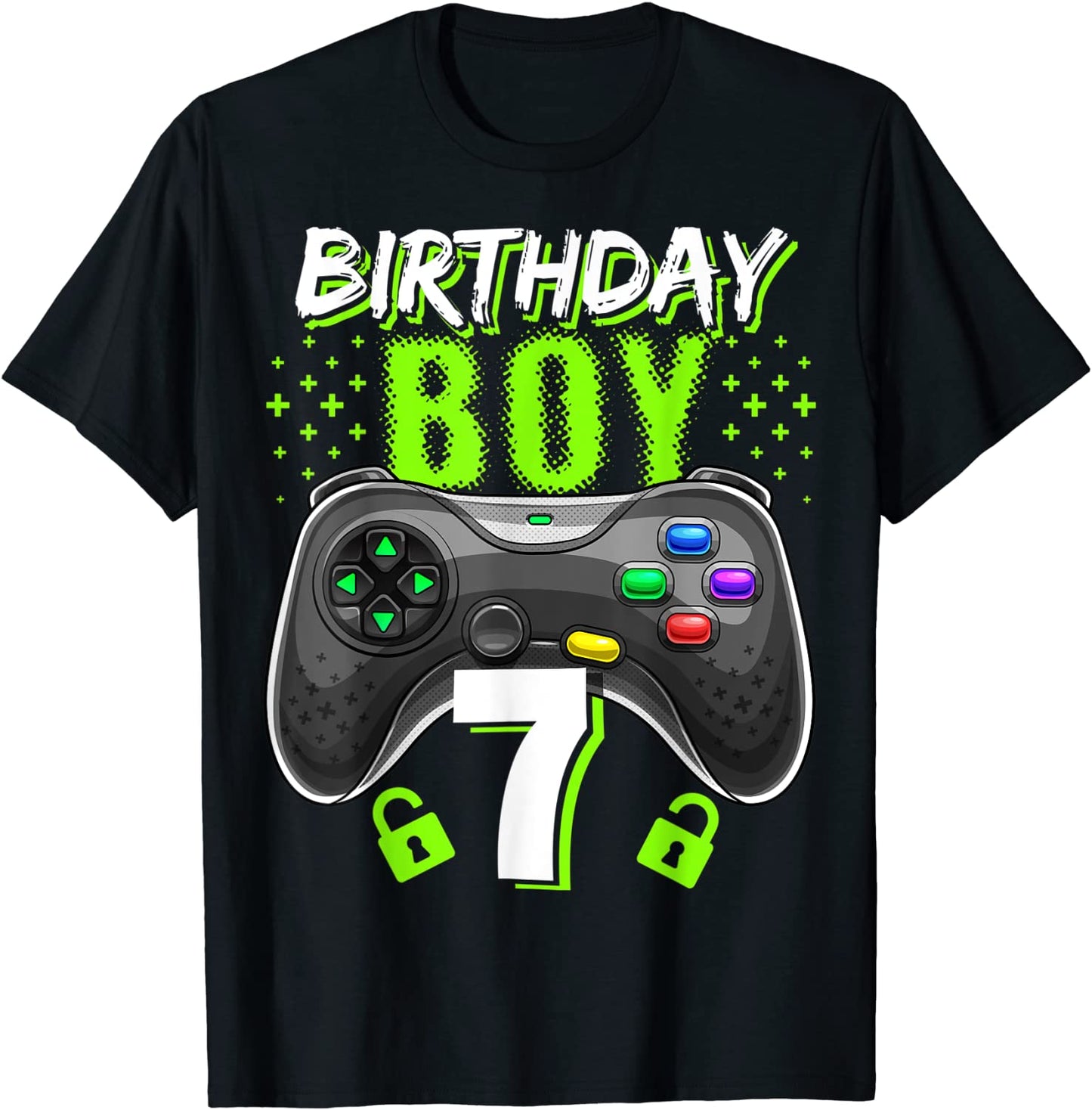 Birthday Boy 7 Video Game Controller Gamer 7th Birthday Gift T-Shirt
