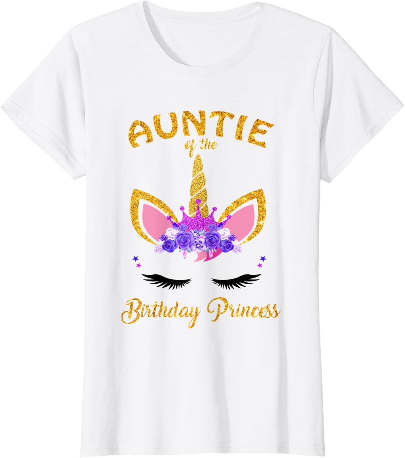 Womens Aunt Of The Birthday Princess Unicorn Birthday Girl Auntie T-Shirt