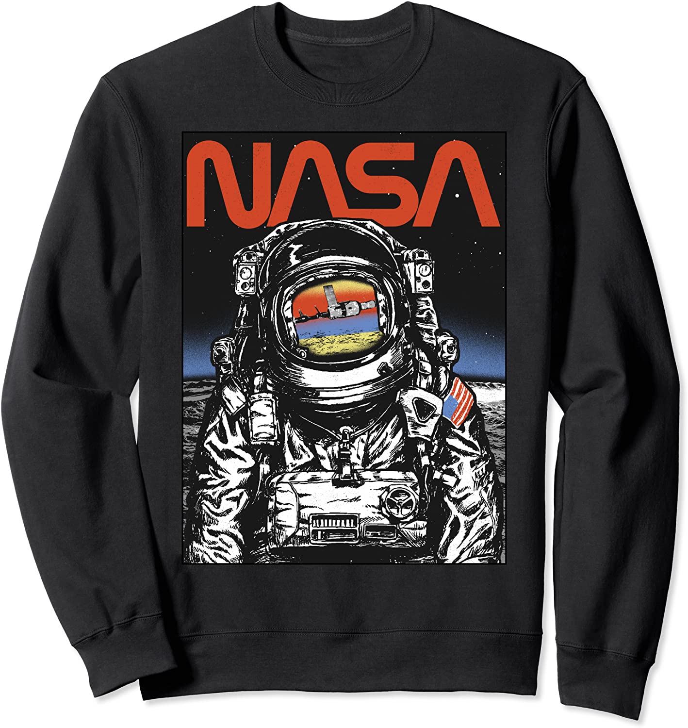 NASA Astronaut Moon Reflection Vintage Retro Sweatshirt