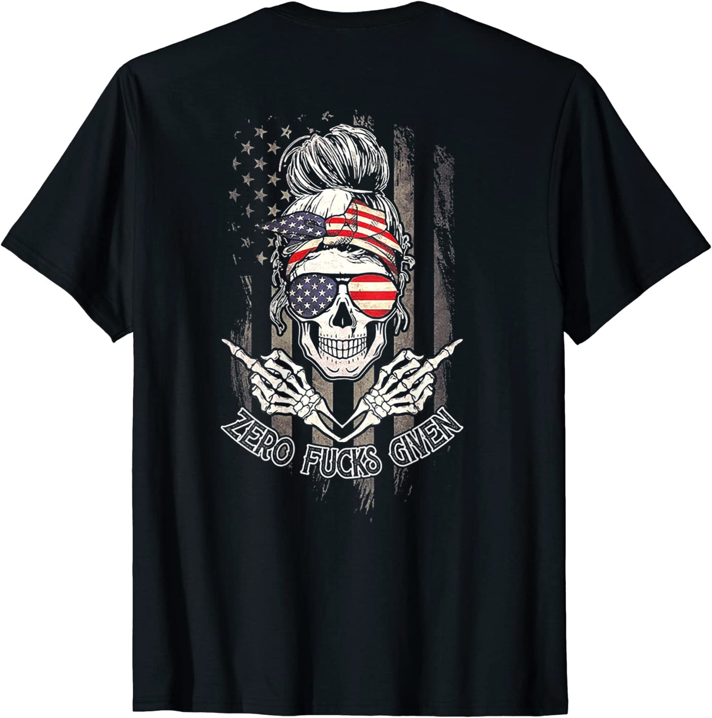 Zero Fucks Given Skull Women Flag T-Shirt