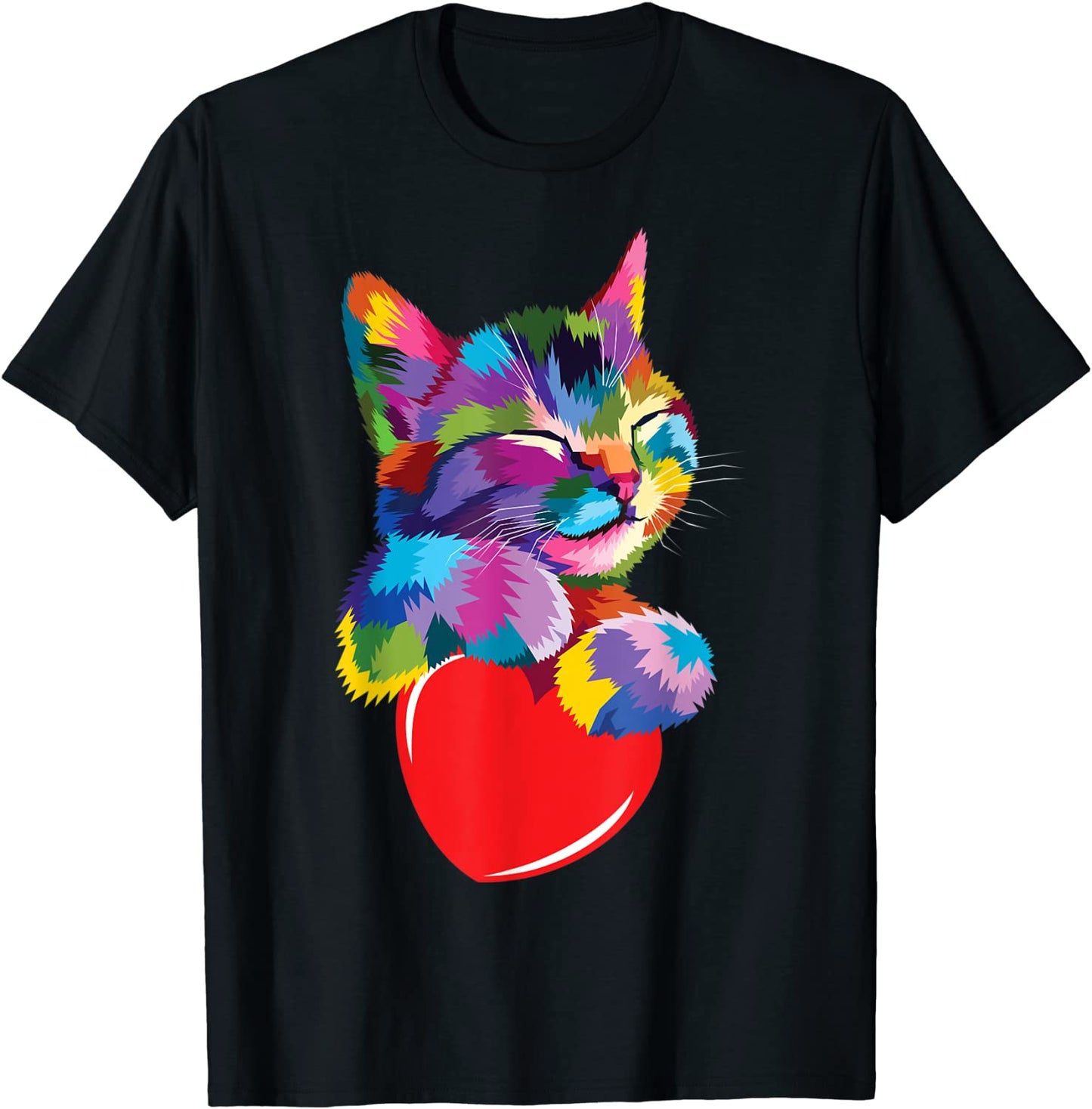 Cute Cat Gift for kitten lovers Colorful Art Kitty Adoption T-Shirt