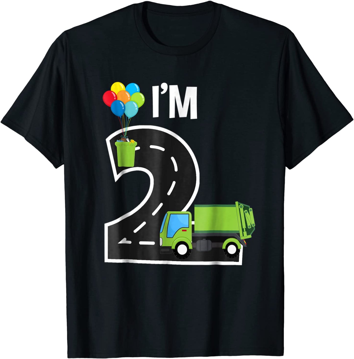 Im Two 2 Year Old Birthday Boy Garbage Truck Toddler Shirt