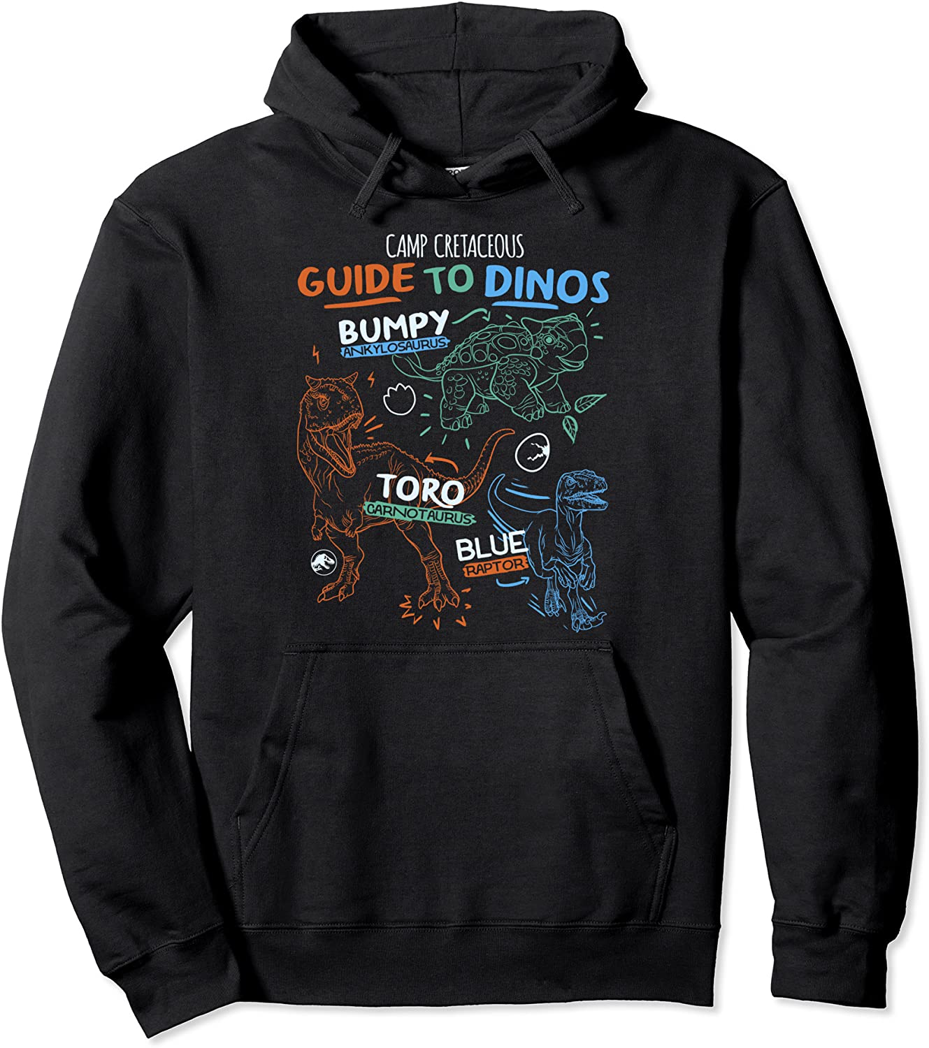 Jurassic World Camp Cretaceous Guide To Dinos Line Art Pullover Hoodie