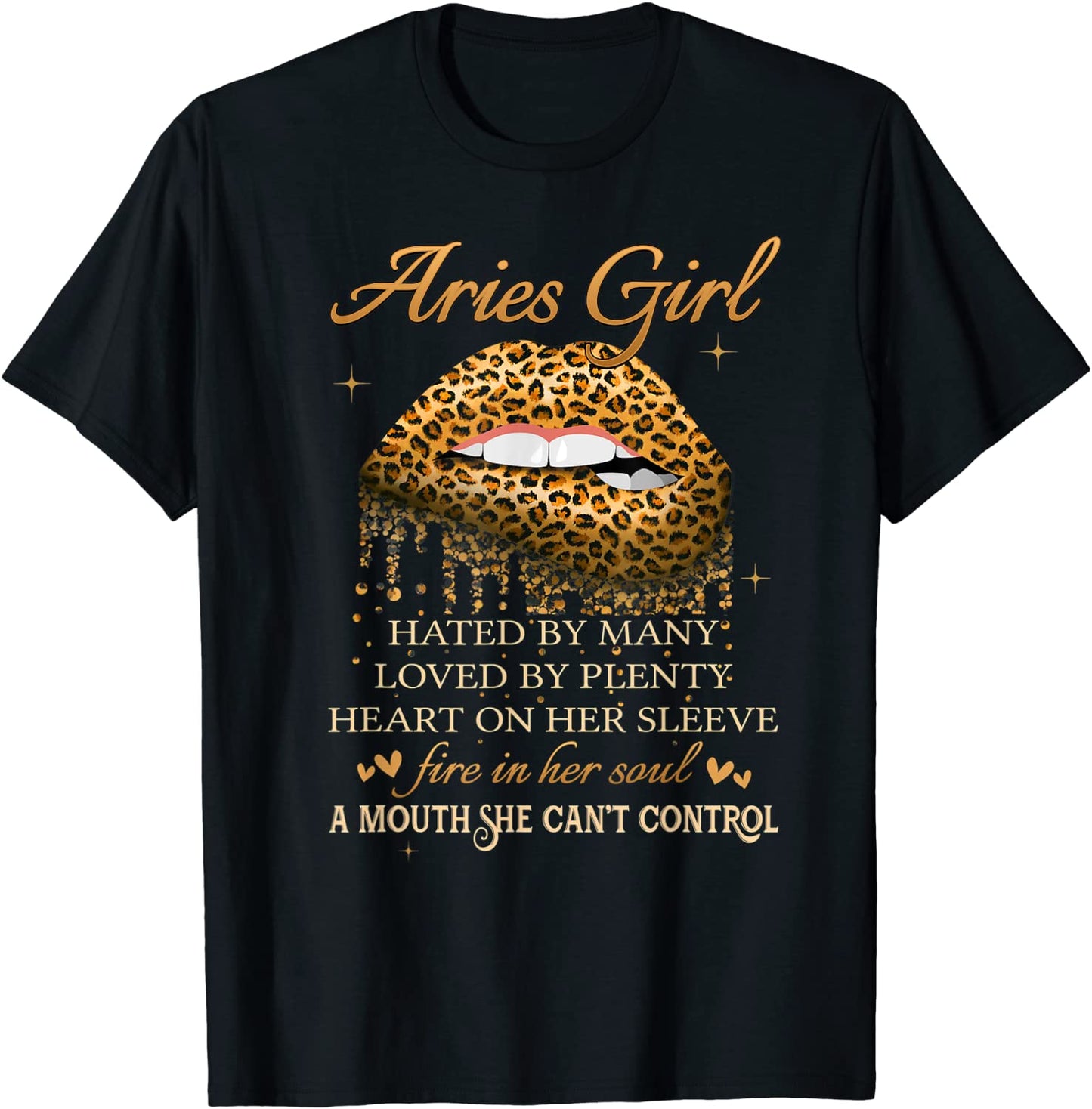 Aries Girl Birthday Gifts Funny Leopard Sexy Lip T-Shirt