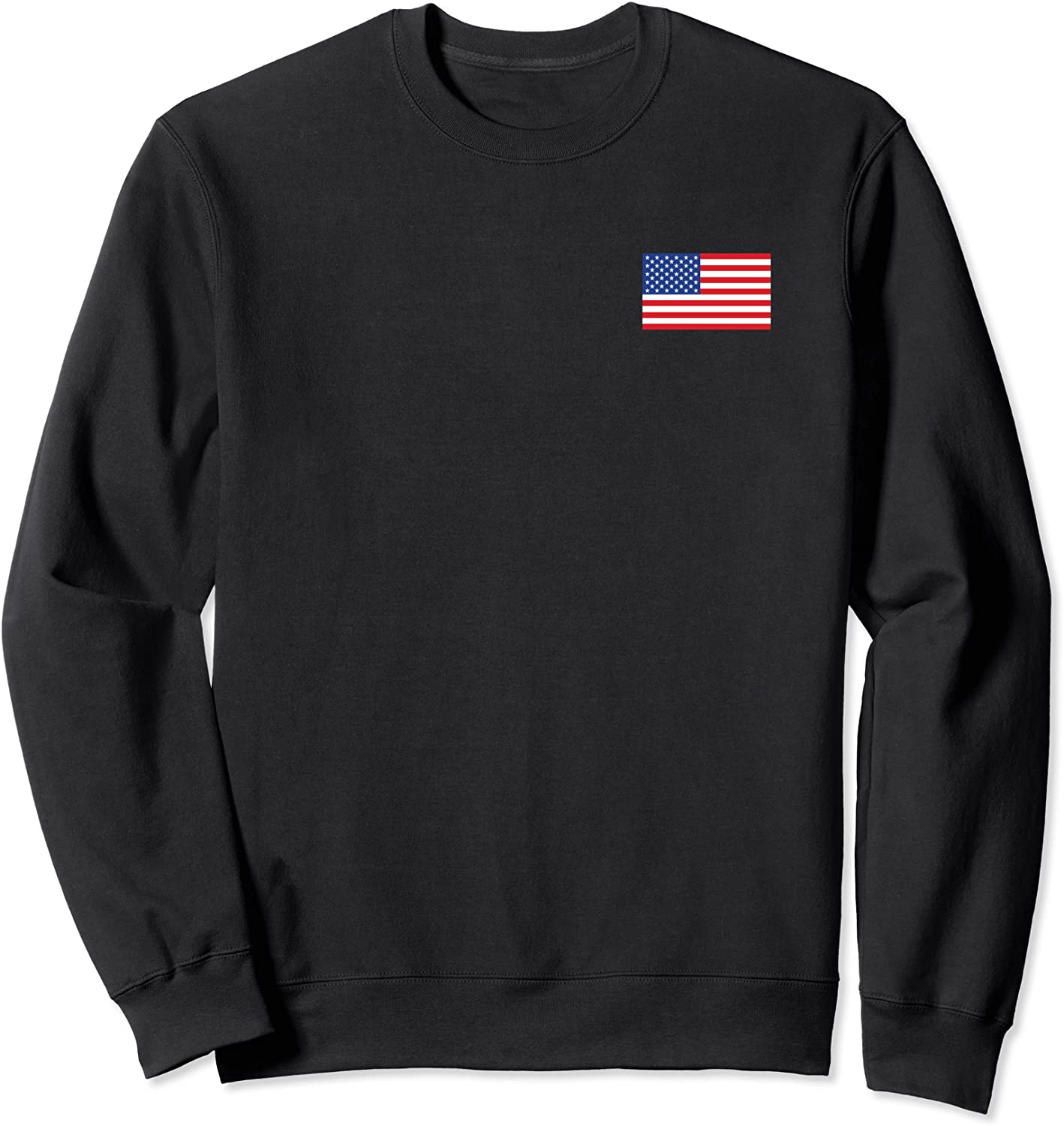 US American Flag Pocket Print Pullover Crewneck Sweatshirt