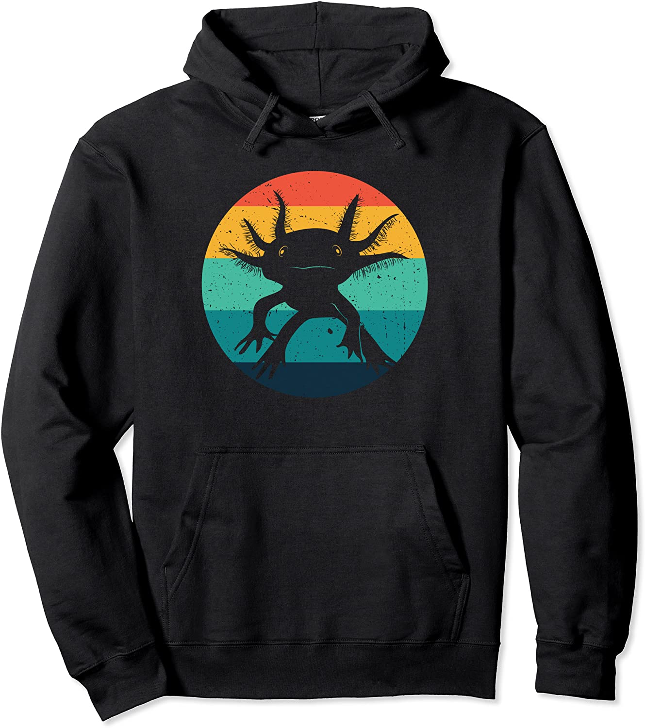 Axolotl Funny Gift Mom Dad Kids Retro Design Pullover Hoodie