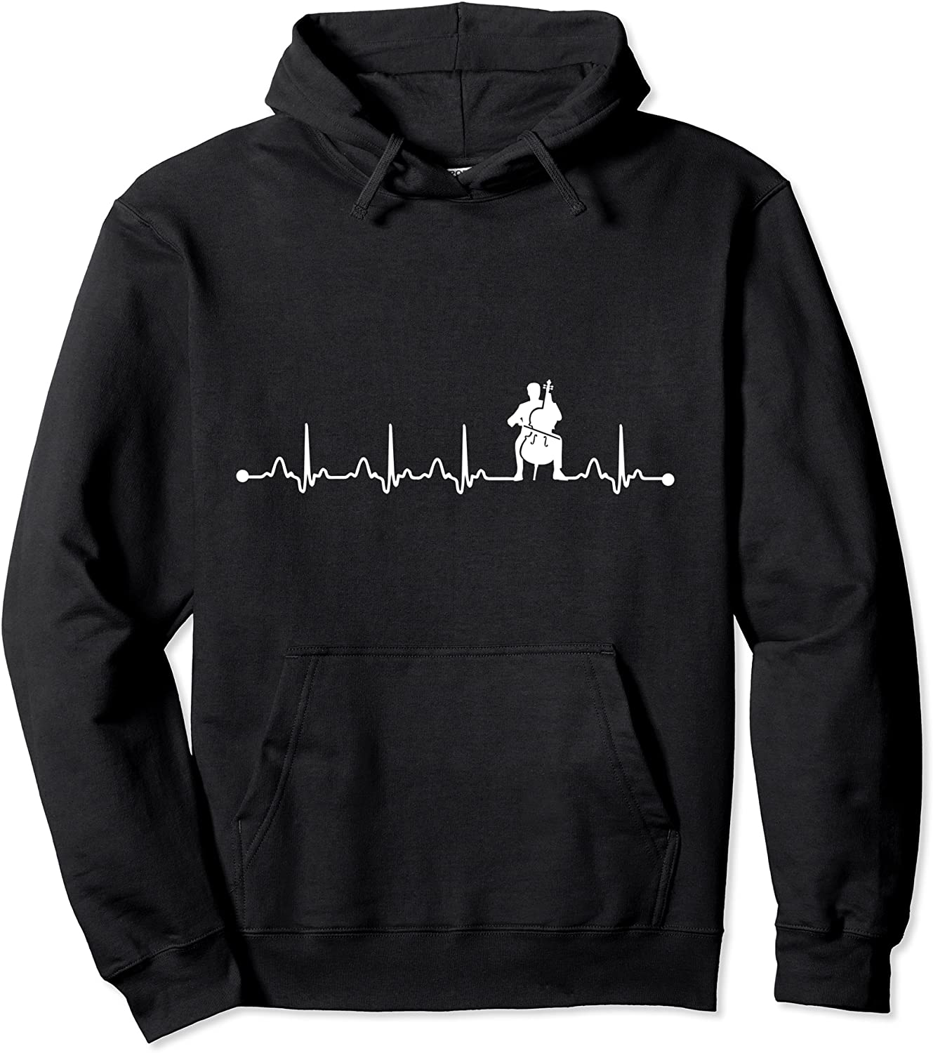 Cello Retro Heartbeat EKG Vintage 80s Style Pullover Hoodie