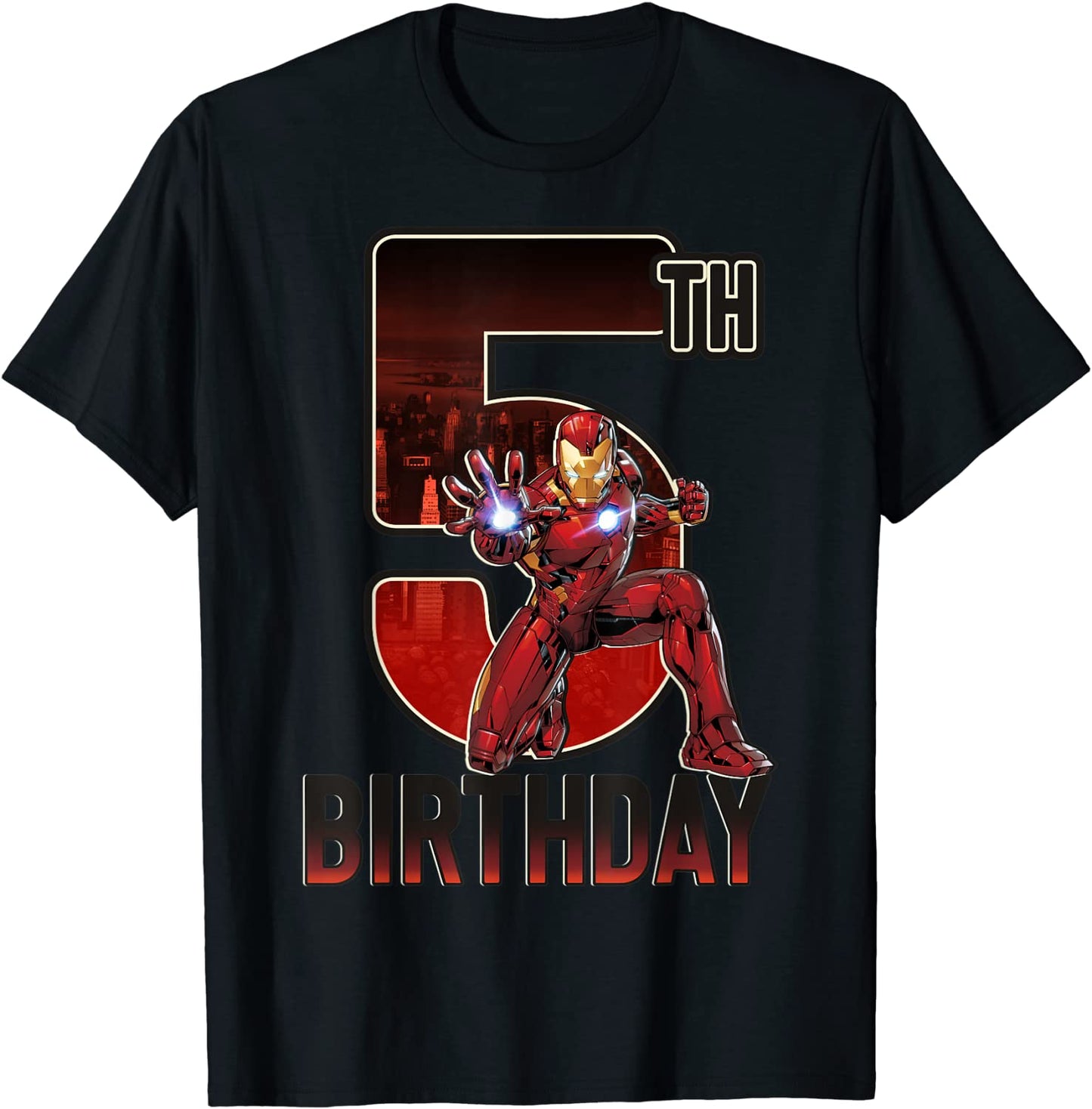 Marvel Iron Man 5th Birthday Action Pose Graphic T-Shirt