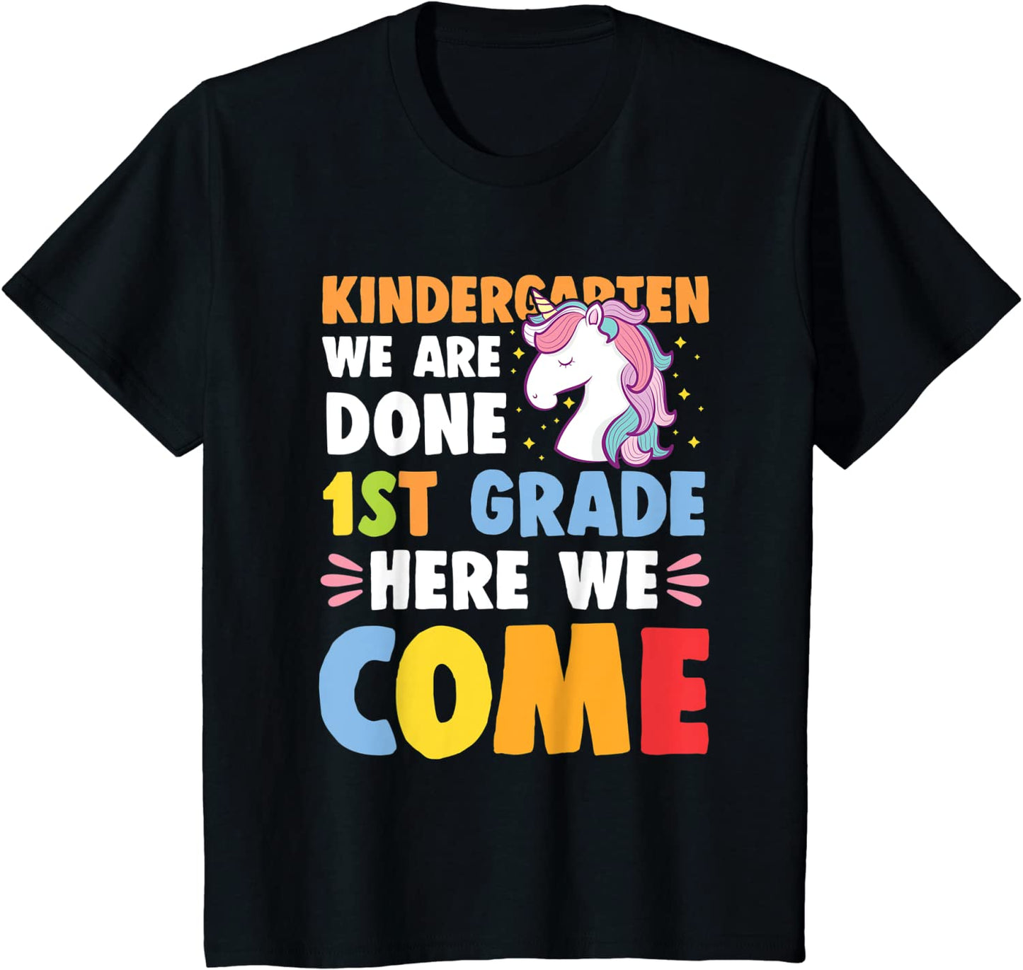 Kids Girls Kindergarten Graduation Colorful Unicorn Kindy Meme T-Shirt