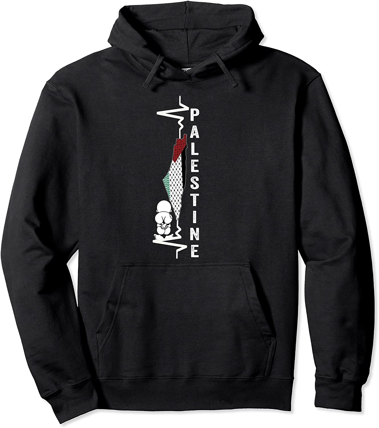 Free Palestine Heart Rate Cool Pullover Hoodie