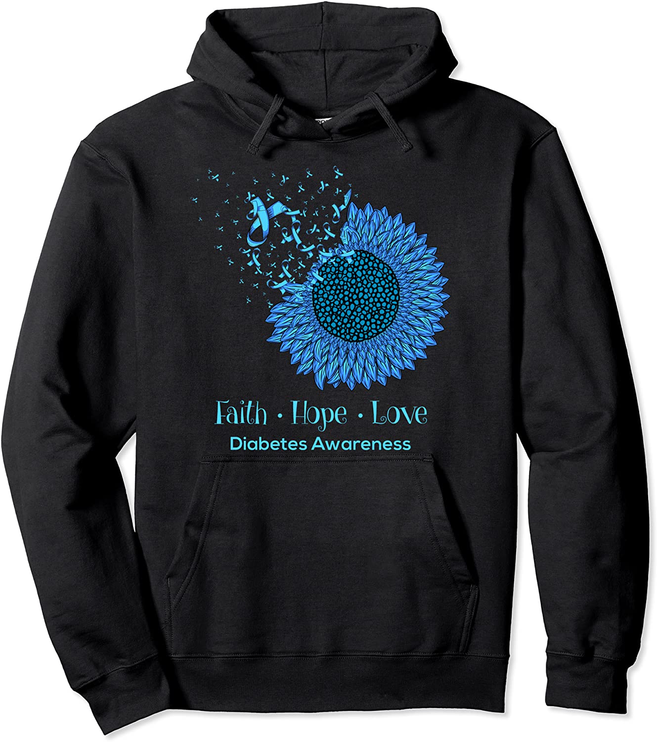 Sunflower Faith Hope Love Diabetes Awareness Diabetic Gifts Pullover Hoodie