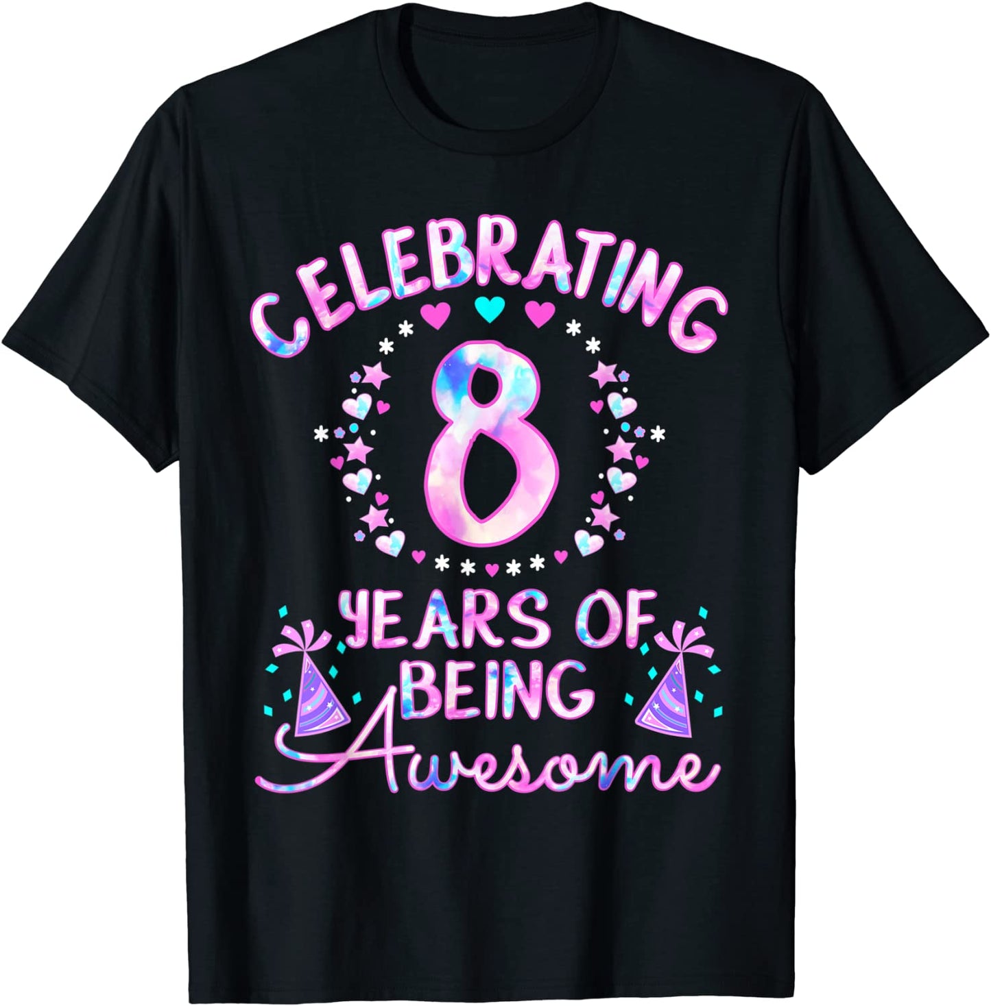 8 Years of Being Awesome 8 Year Old Birthday Gift Tie Dye T-Shirt