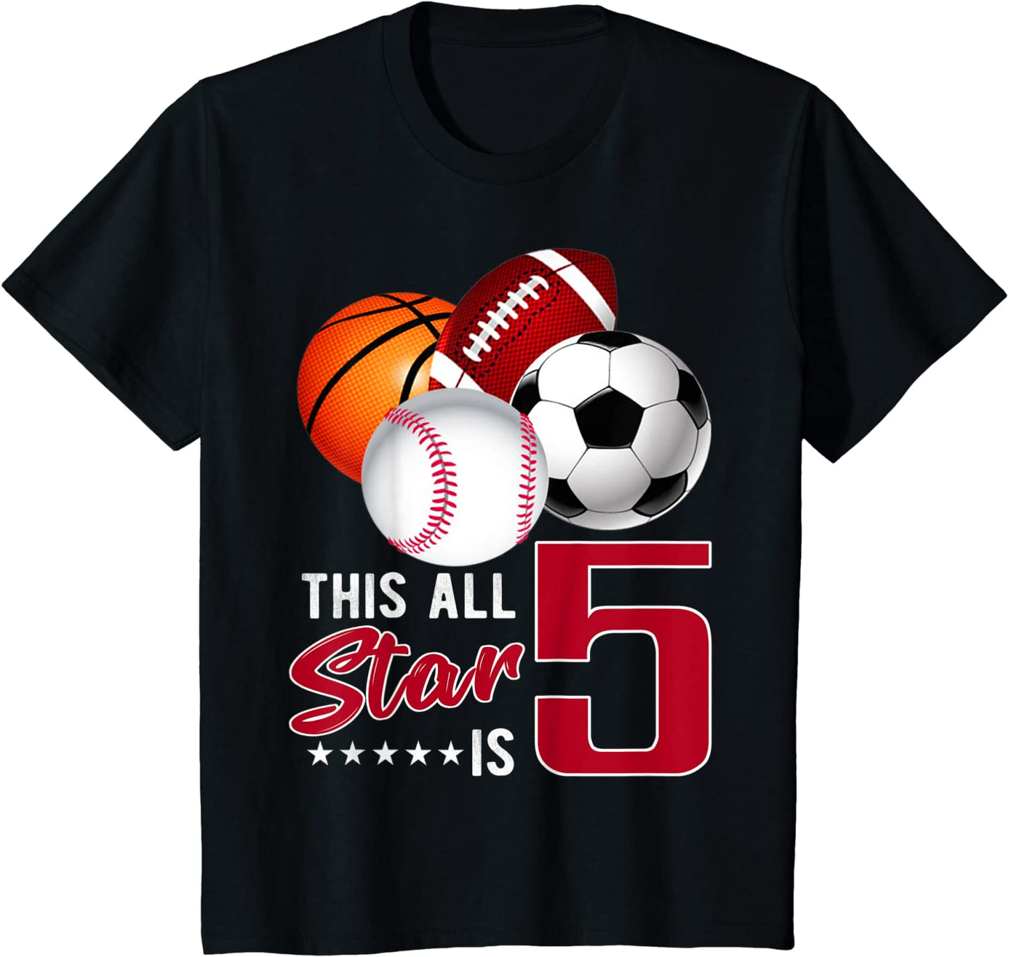 Kids This All Star is 5 Years Old Gift For Kids Birthday Tee T-Shirt