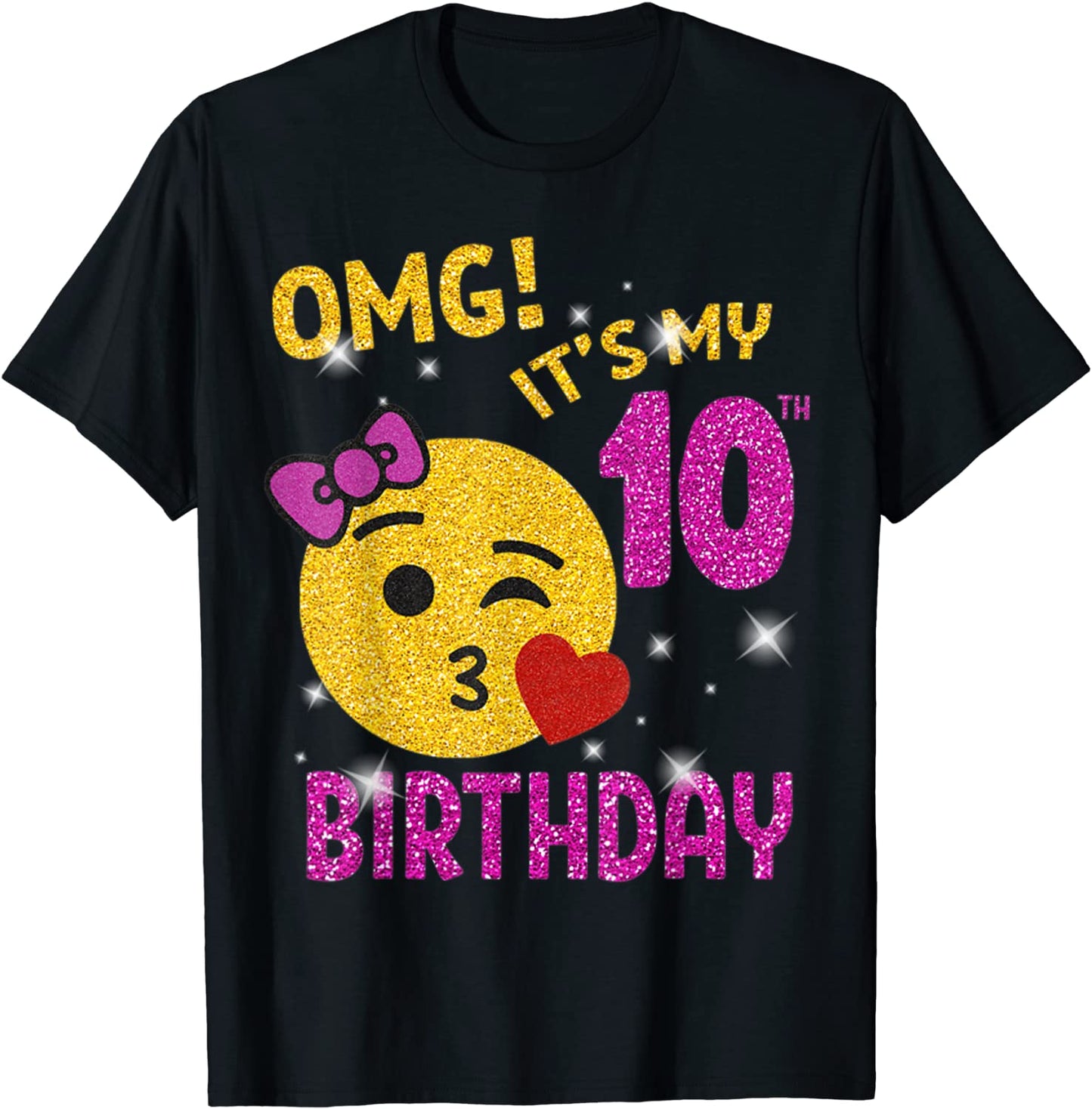 OMG Its My 10th Birthday Emoji Shirt 10 years old Girl Gift T-Shirt