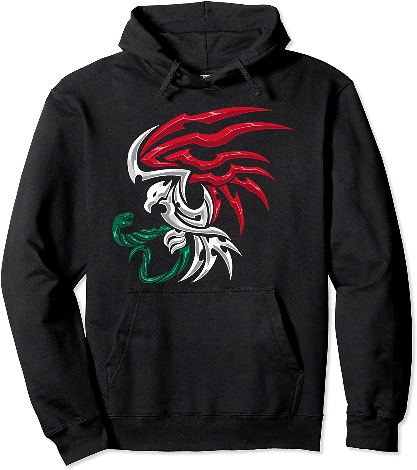 Mexico Flag - Mexican Coat of Arms Tribal Style Pullover Hoodie