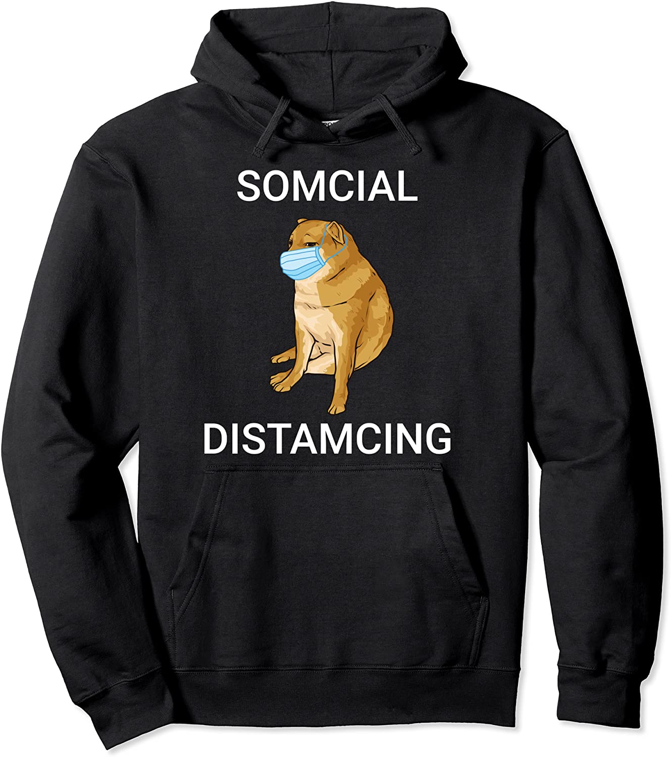 Somcial Distamcing Cheems Dog Funny Shiba Inu Dank Meme Pullover Hoodie
