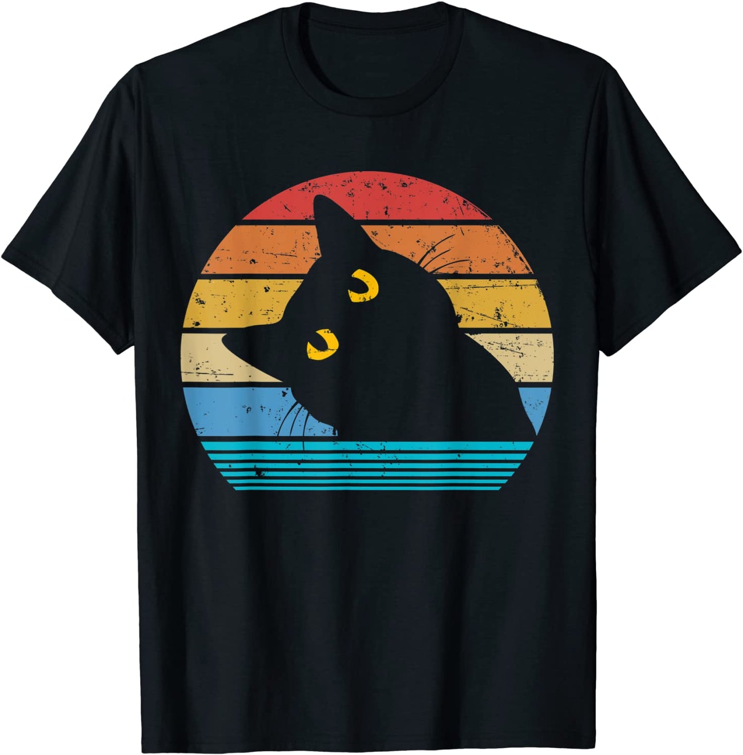 Retro Black Cat Lover Vintage Style Cats Cute Kitty Gift T-Shirt