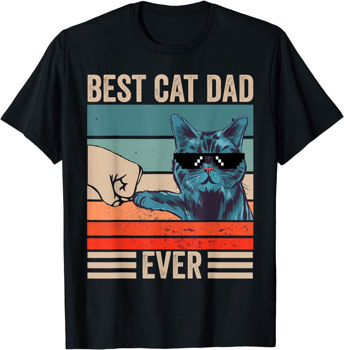 Vintage Best Cat Dad Ever Bump Fist fathers day Gifts T-Shirt