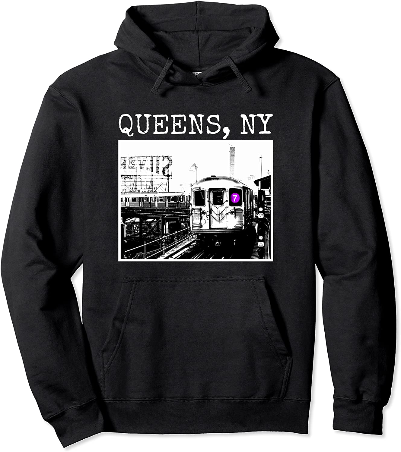 NYC Queens NY Subway Train New York Gifts Men Women Kids Pullover Hoodie