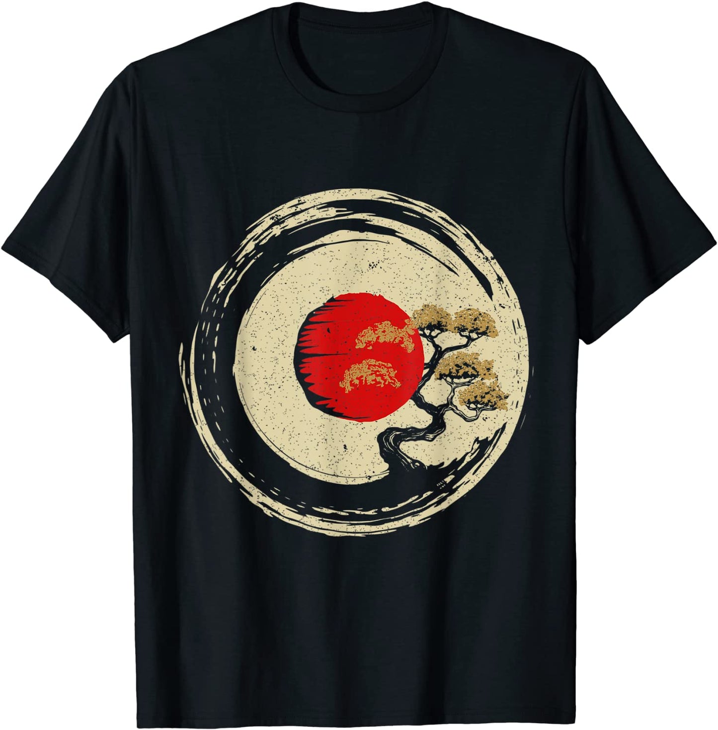 Bonsai Tree In Japanese Zen Buddhist Enso Circle T-Shirt