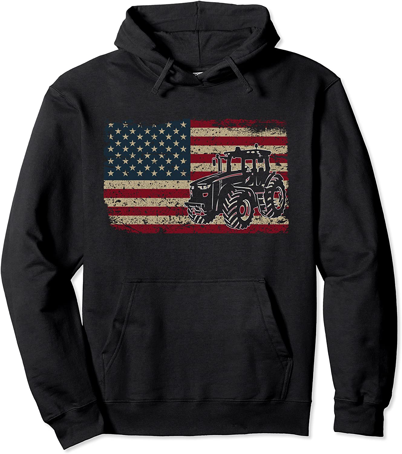 Farm Tractors America Flag Hoodie I Patriotic Farming Gift Pullover Hoodie