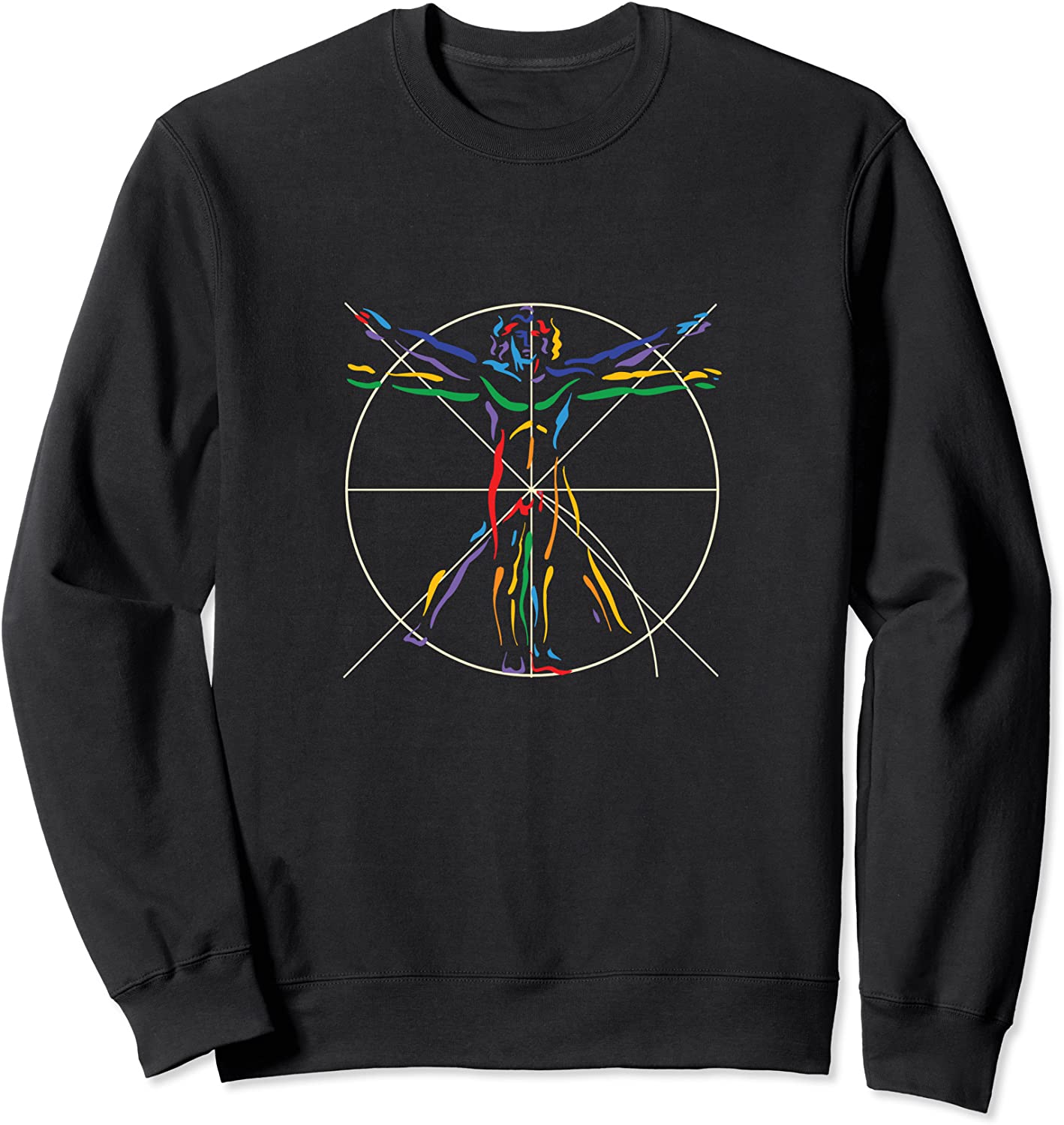 Anatomy DaVinci Vitruvian Man Chakra colors T-shirt Sweatshirt