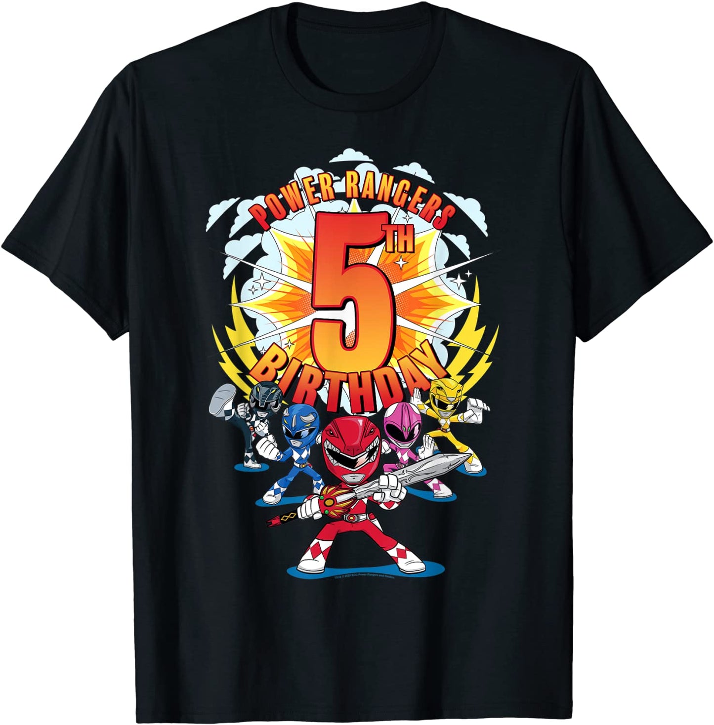 Power Rangers Group Shot 5th Birthday T-Shirt