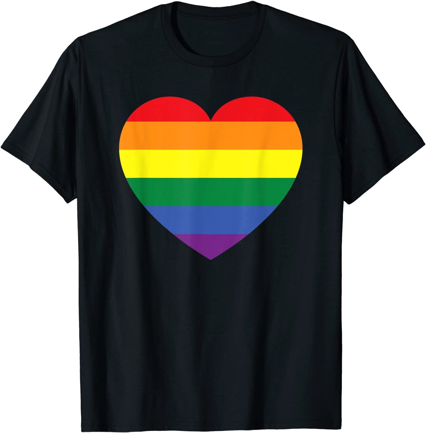 Rainbow Flag Colored Heart - LGBTQ Lesbian Gay T-Shirt