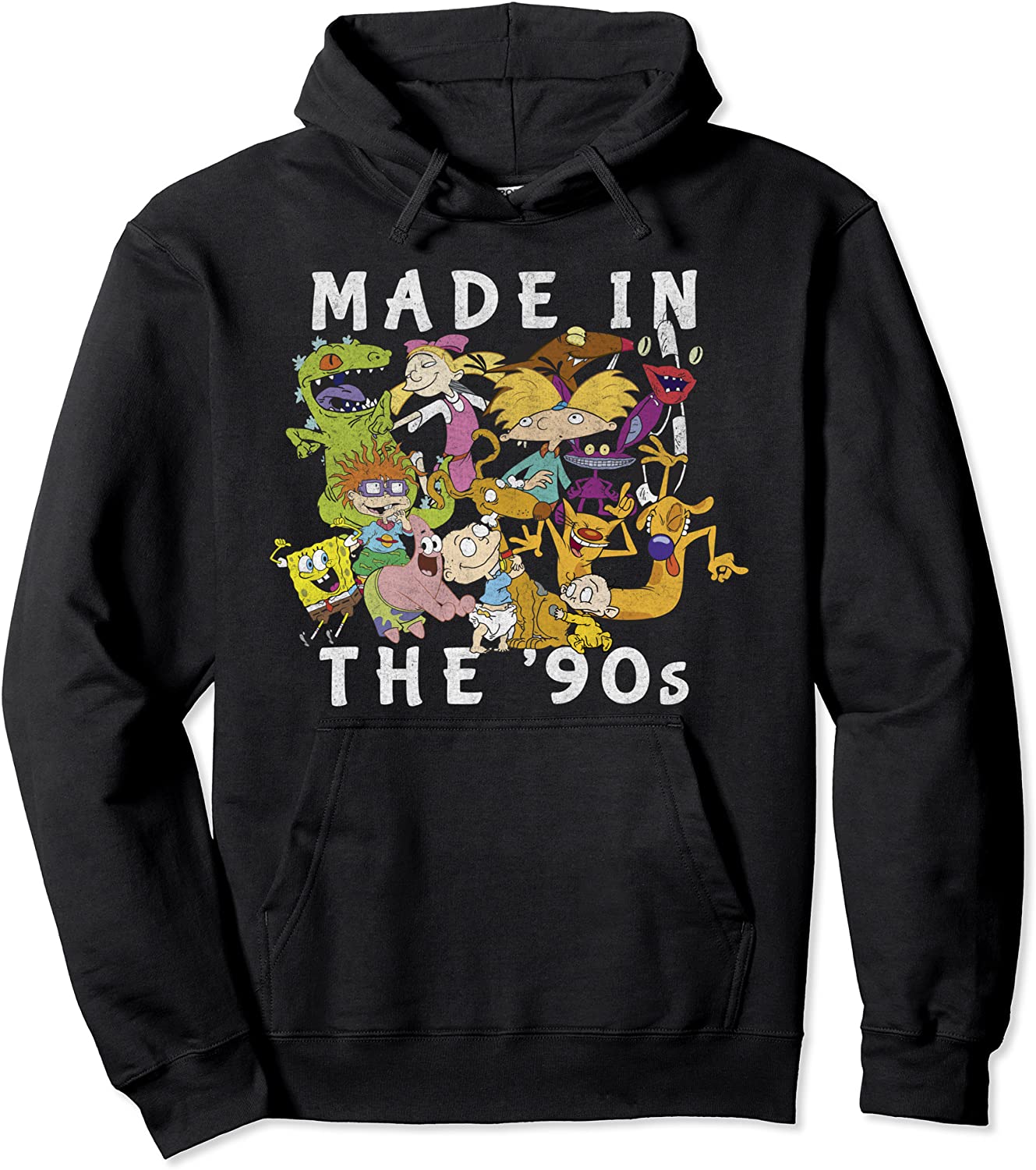 Nickelodeon Made In The 90s Faded Character Collage Pullover Hoodie