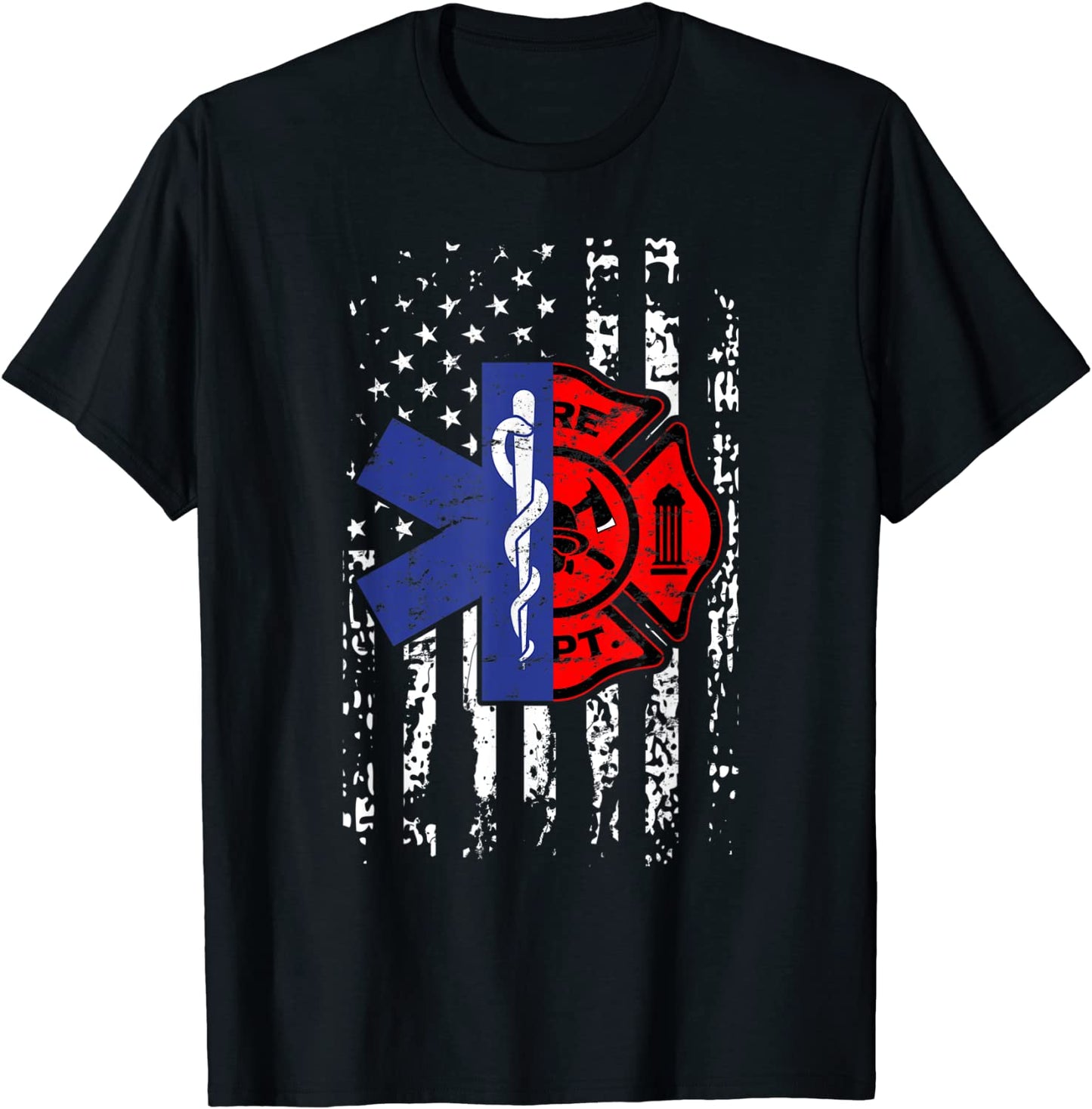 EMT Firefighter Shirt Firefighter EMT American Flag Gift T-Shirt