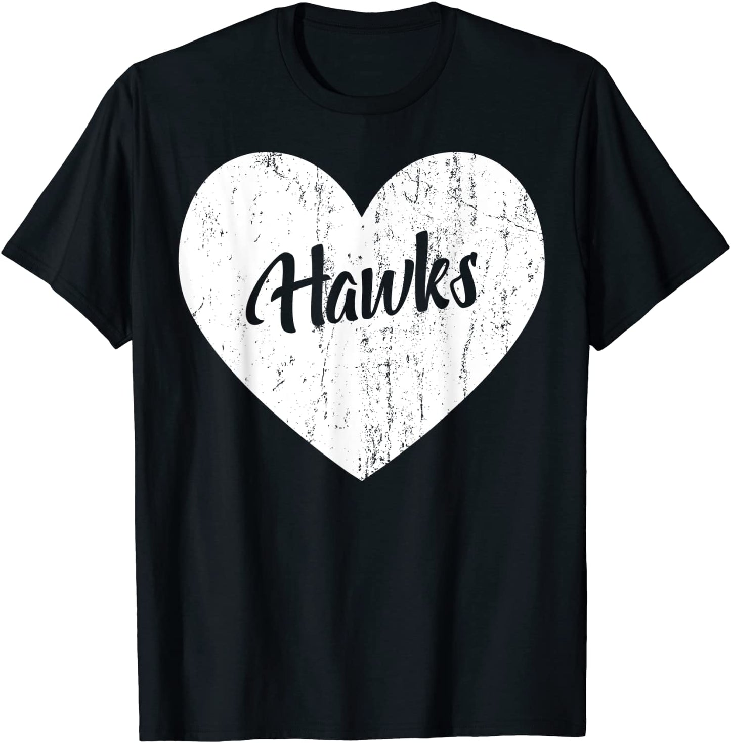 Hawks School Sports Fan Team Spirit Mascot Heart Gift T-Shirt