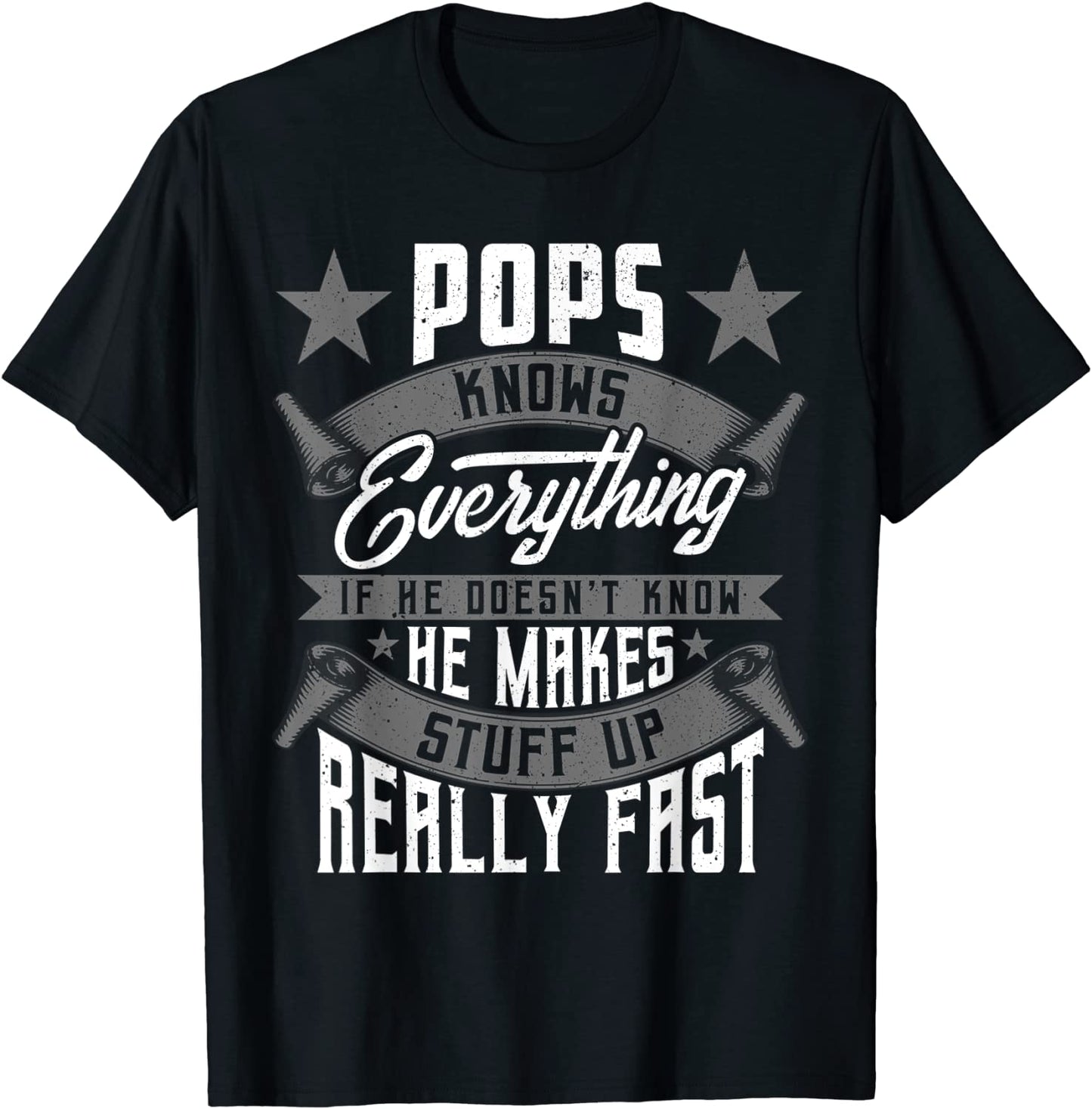 Mens Pops Knows Everything Funny Pops Fathers Day Gifts T-Shirt