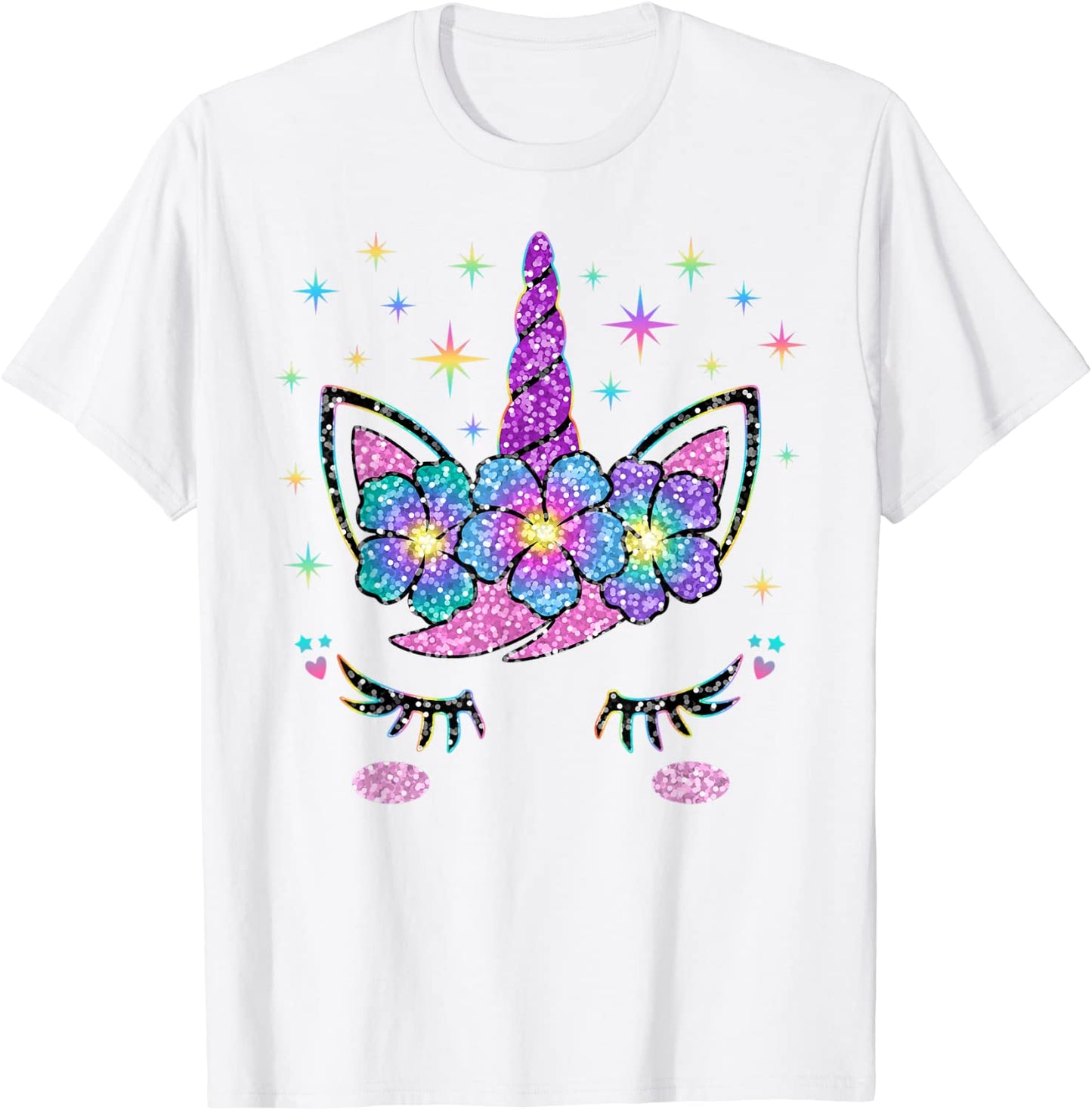 Unicorn Costume Rainbow Face Girls T-Shirt