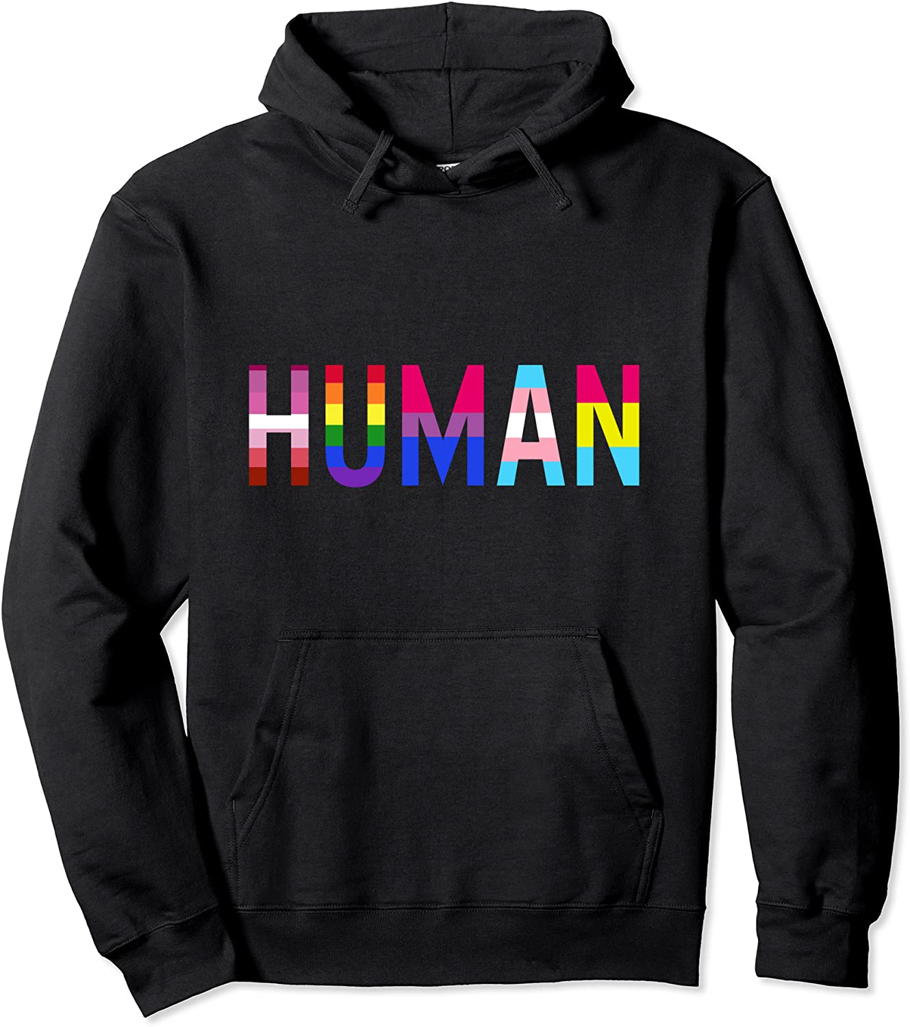 Human LGBT-Q Proud Ally Gay Pride LGBT Flag Rainbow Color Pullover Hoodie